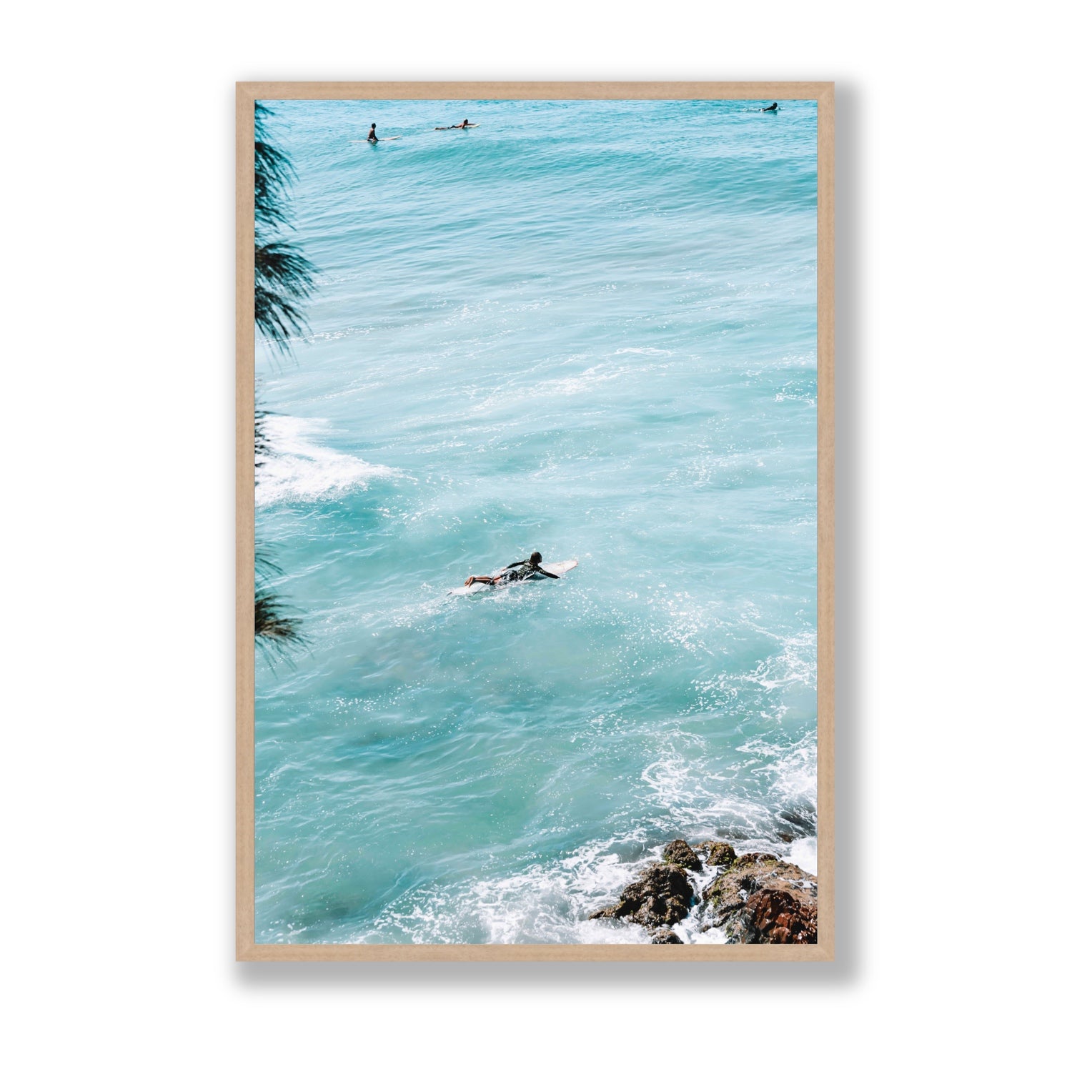 Blue Crush fine art print, Byron Bay, Australia, Statement, Natural Oak Frame · Full Bleed, Fine Art Print