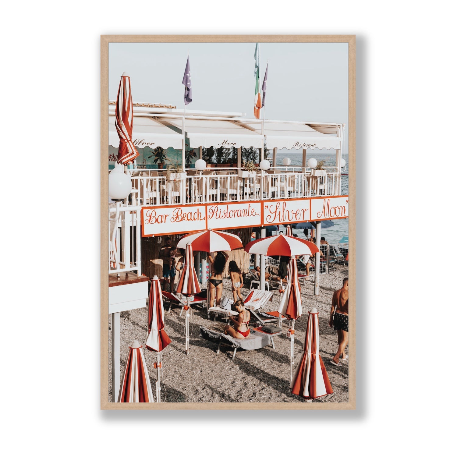 Vintage Amalfi Amalfi Mediterranean wall art Statement full-bleed fine art print in natural oak frame