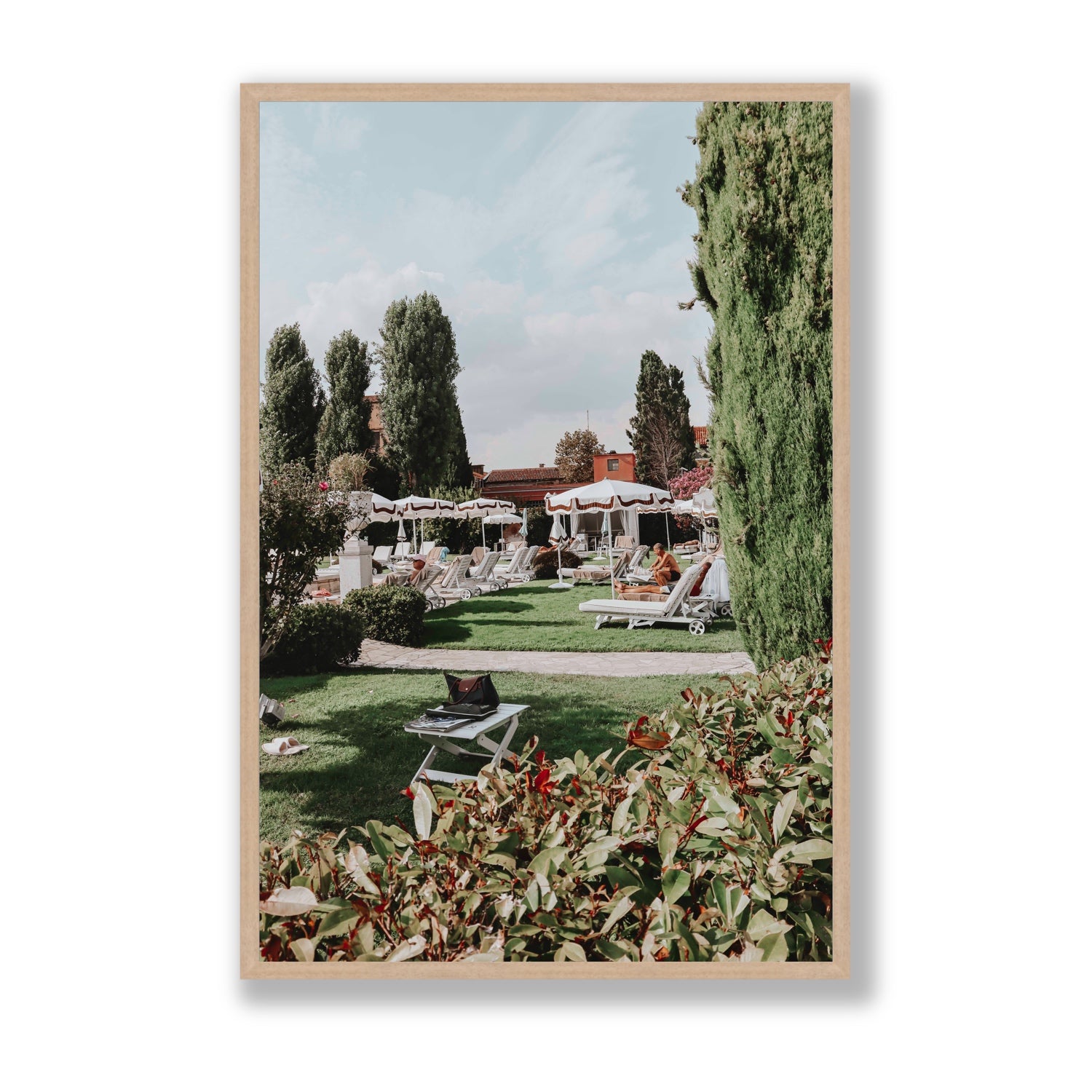 Private Serenity Venice Italian wall art Statement full-bleed fine art print in natural oak frame