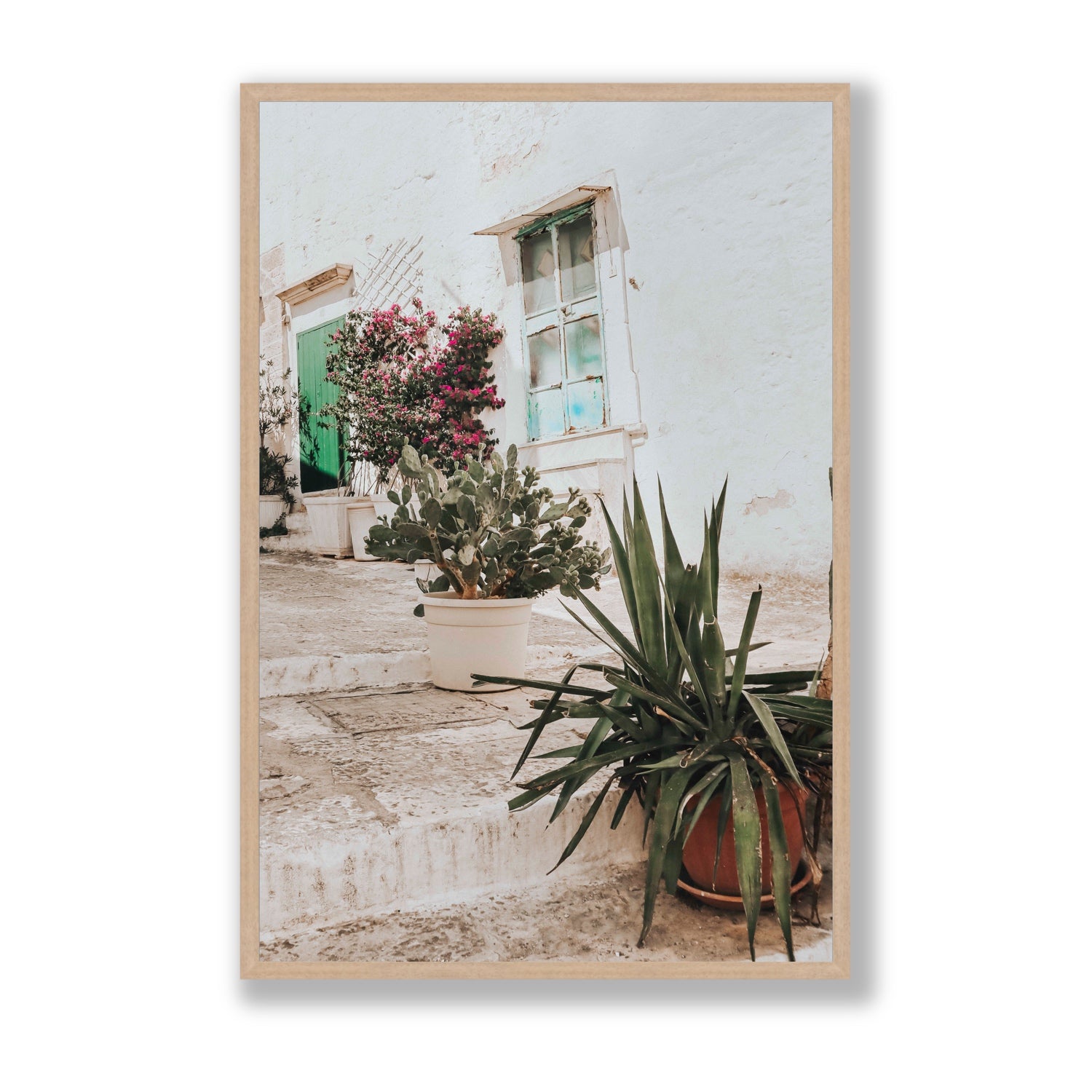 Giardino Segreto Puglia Ostuni wall art Statement full-bleed fine art print in natural oak frame