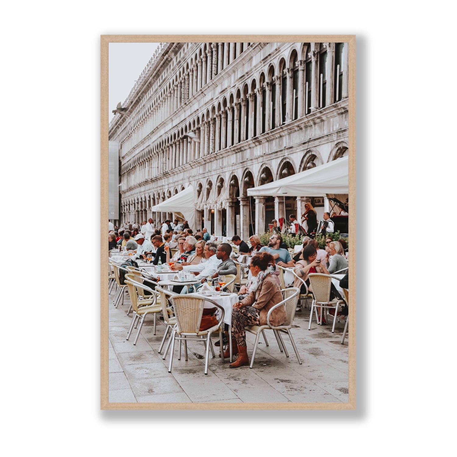 Lunchbreak Venice Italian wall art Statement full-bleed fine art print in natural oak frame