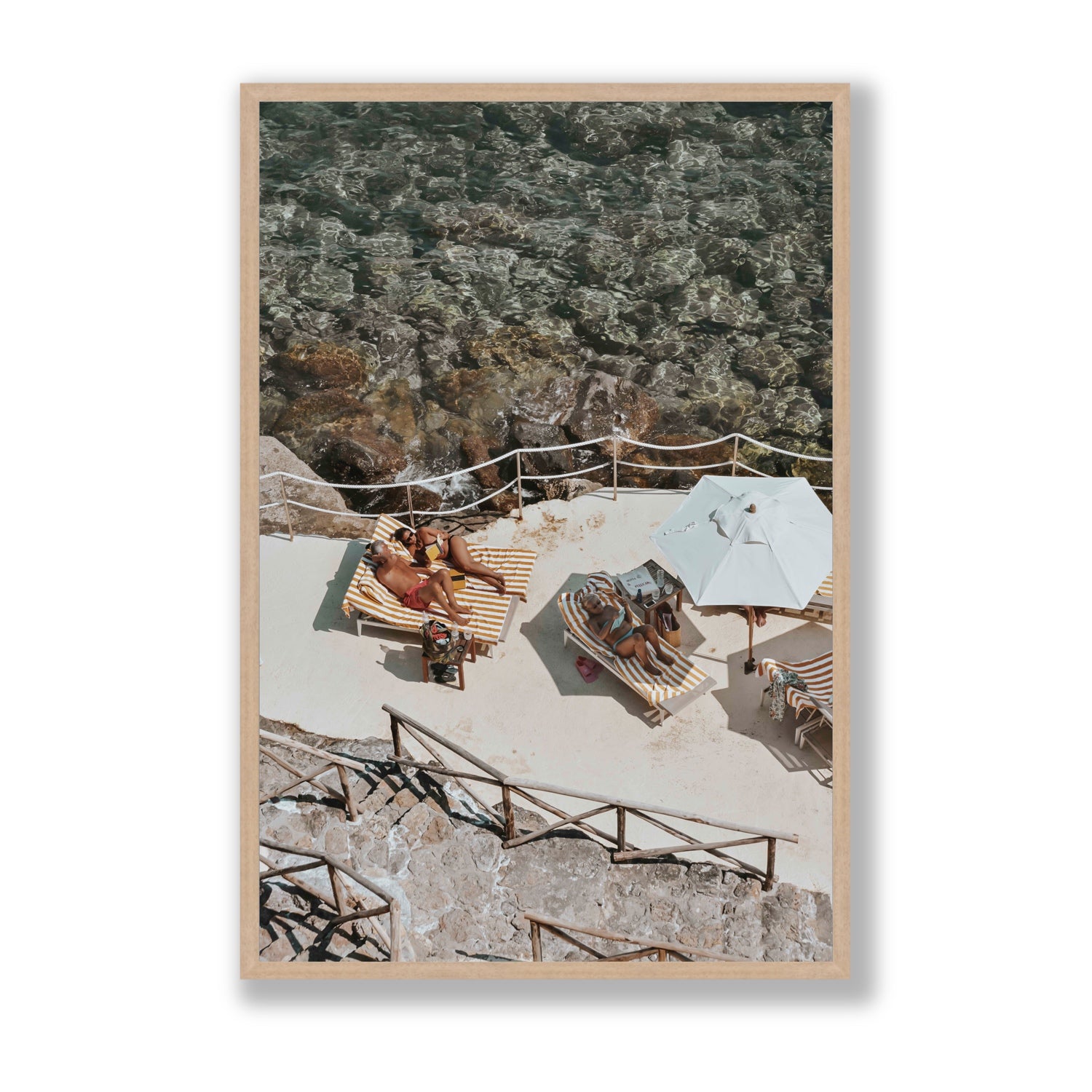 Lounge Lizards Tuscany Italian decor wall art Statement full-bleed fine art print in natural oak frame