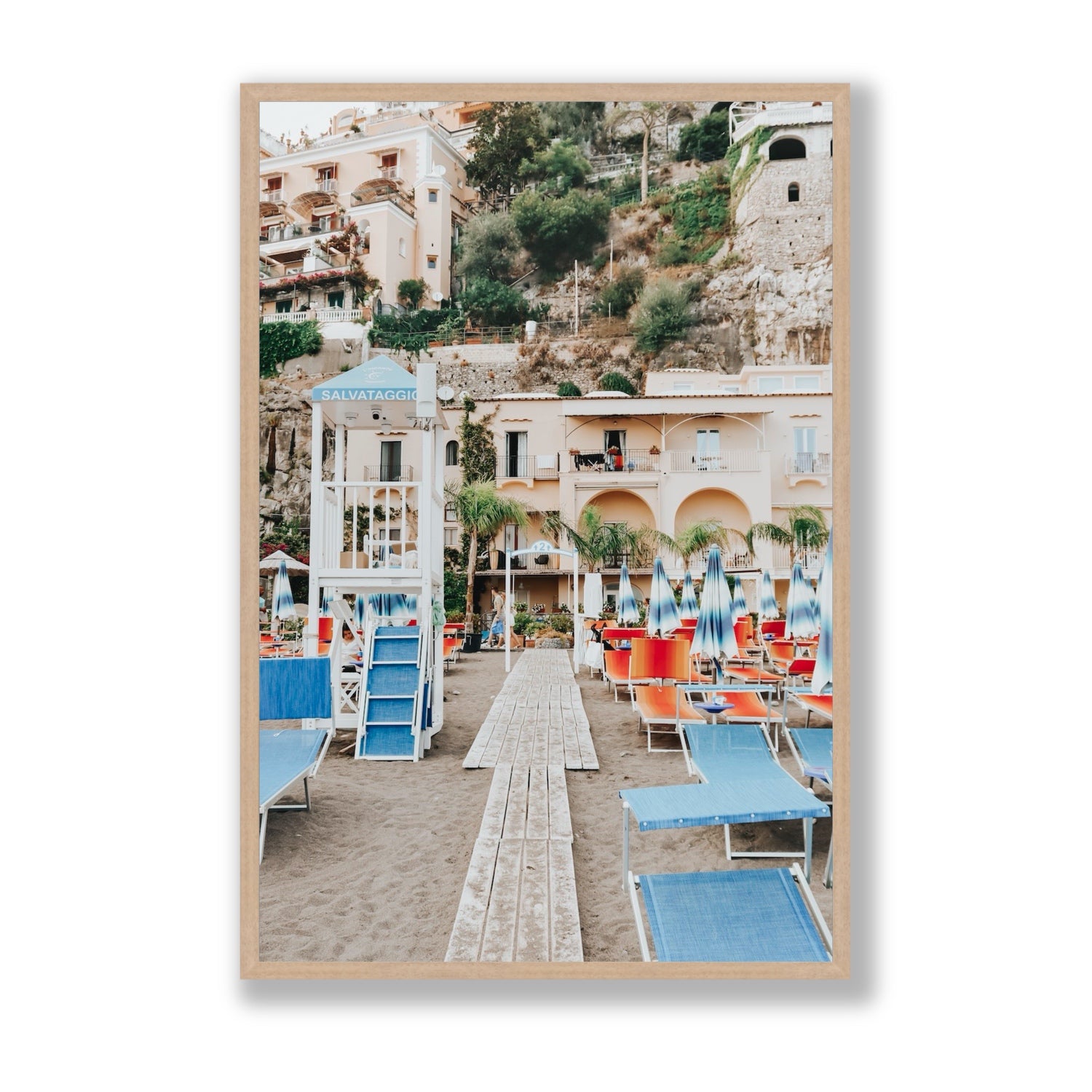 Torre Di Salvataggio fine art print, Positano, Italy, Statement, Natural Oak Frame · Full Bleed, Fine Art Print