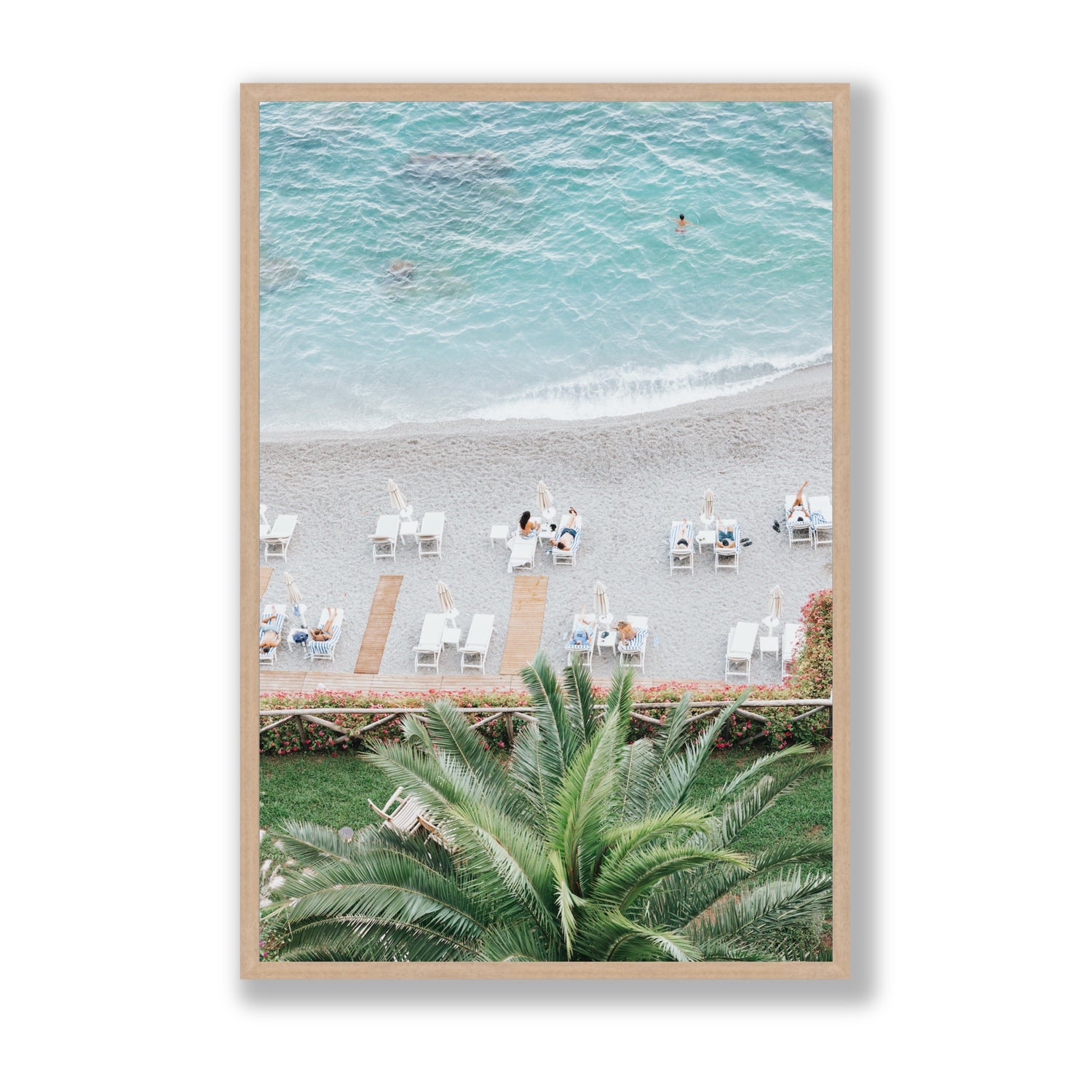 Paradiso Amalfi Mediterranean wall art Statement full-bleed fine art print in natural oak frame
