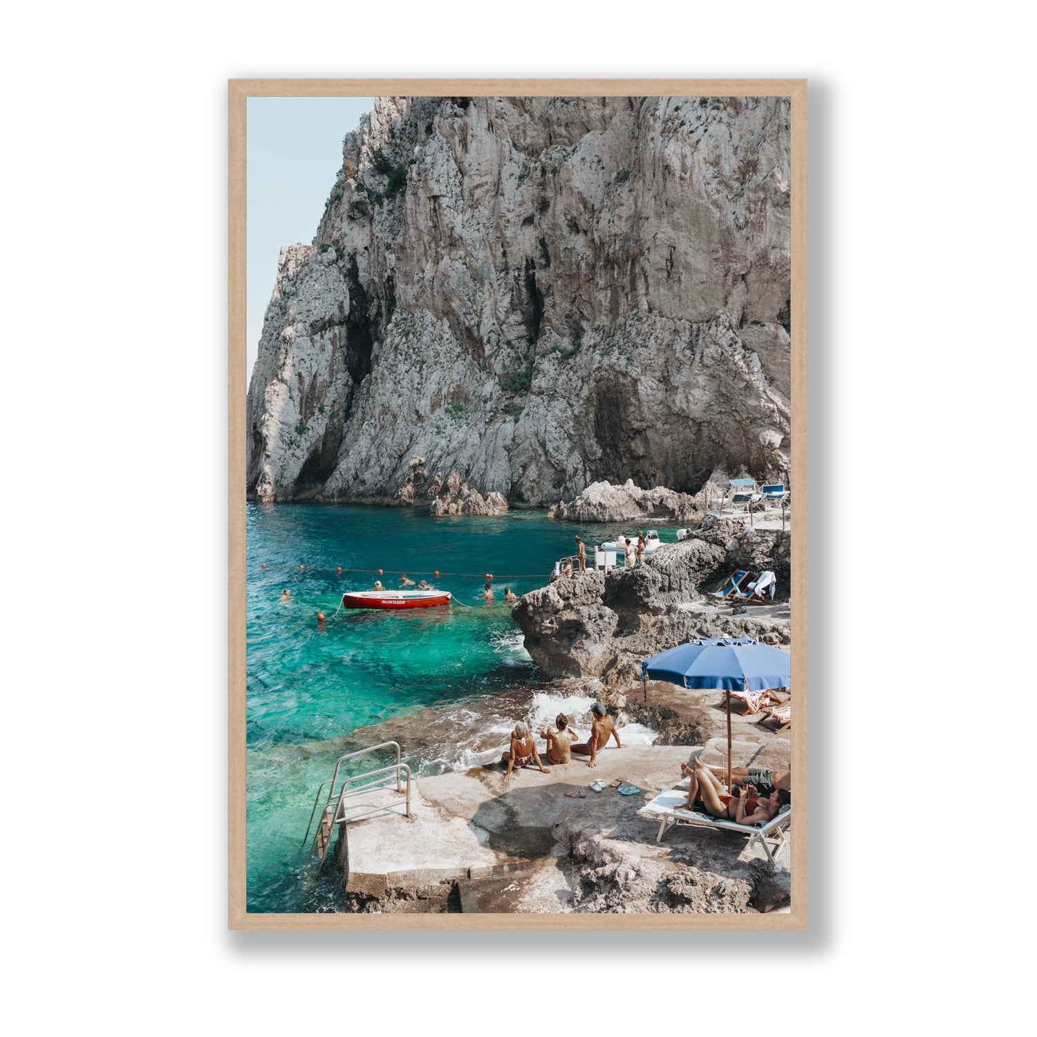 Tranquility fine art print, Capri, Italy, Statement, Natural Oak Frame · Full Bleed, Fine Art Print
