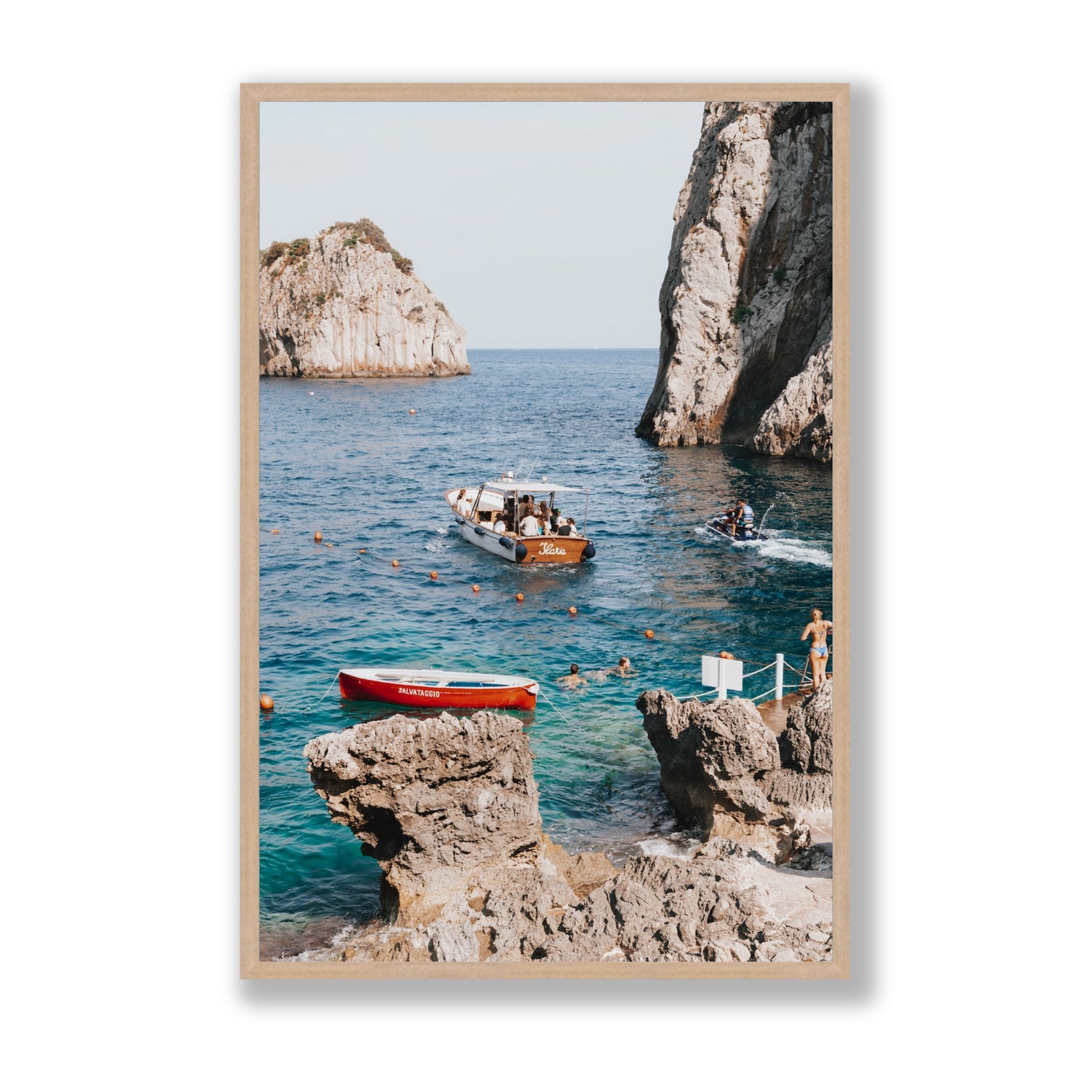 Set Sail fine art print, Capri, Italy, Statement, Natural Oak Frame · Full Bleed, Fine Art Print