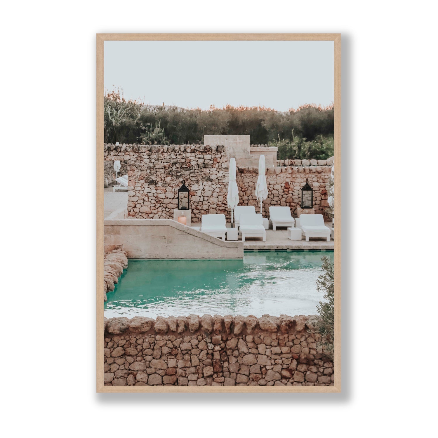 Stone Refuge fine art print, Puglia, Italy, Statement, Natural Oak Frame · Full Bleed, Fine Art Print