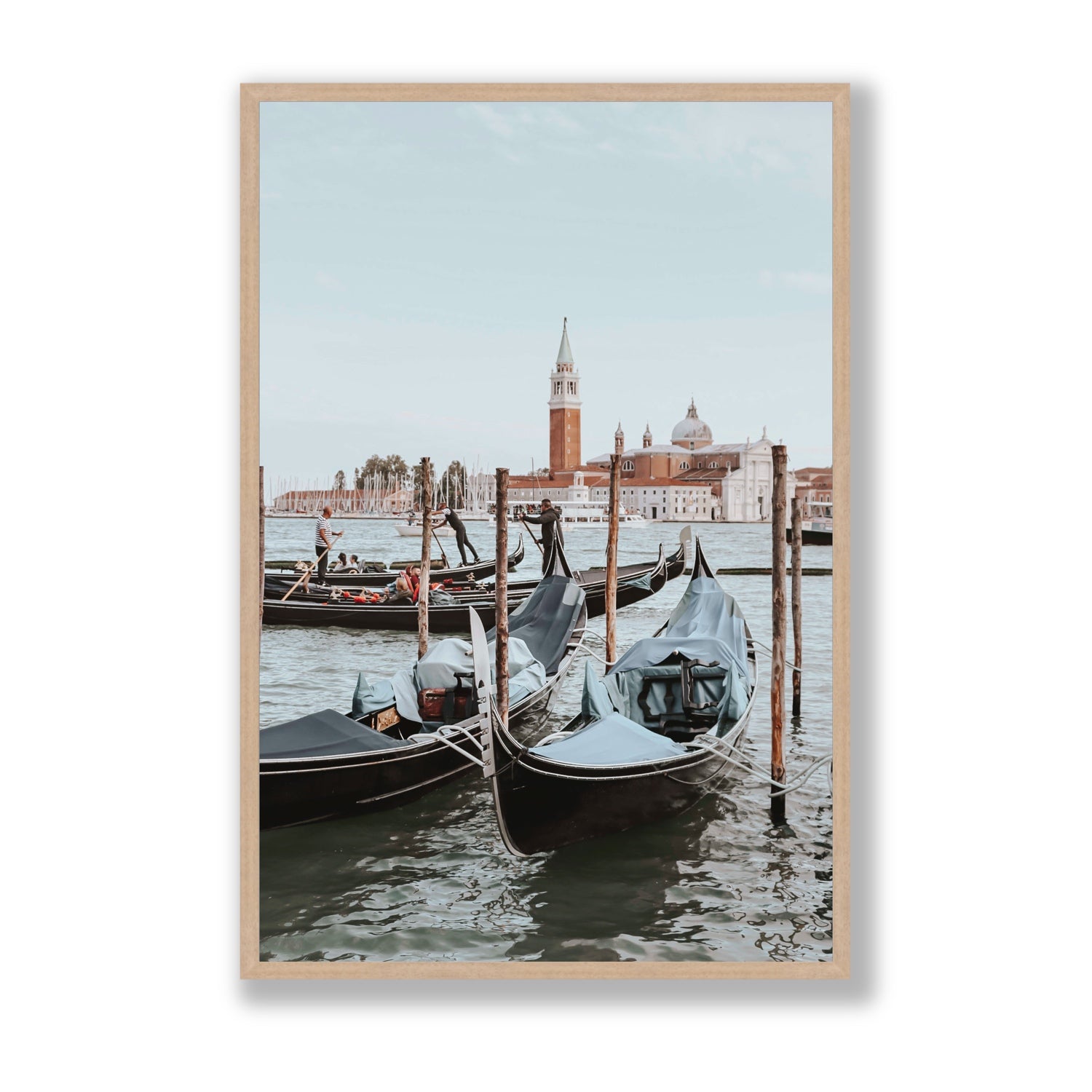 Italian Commute Venice Italian Mediterranean decor wall art Statement full-bleed fine art print in natural oak frame