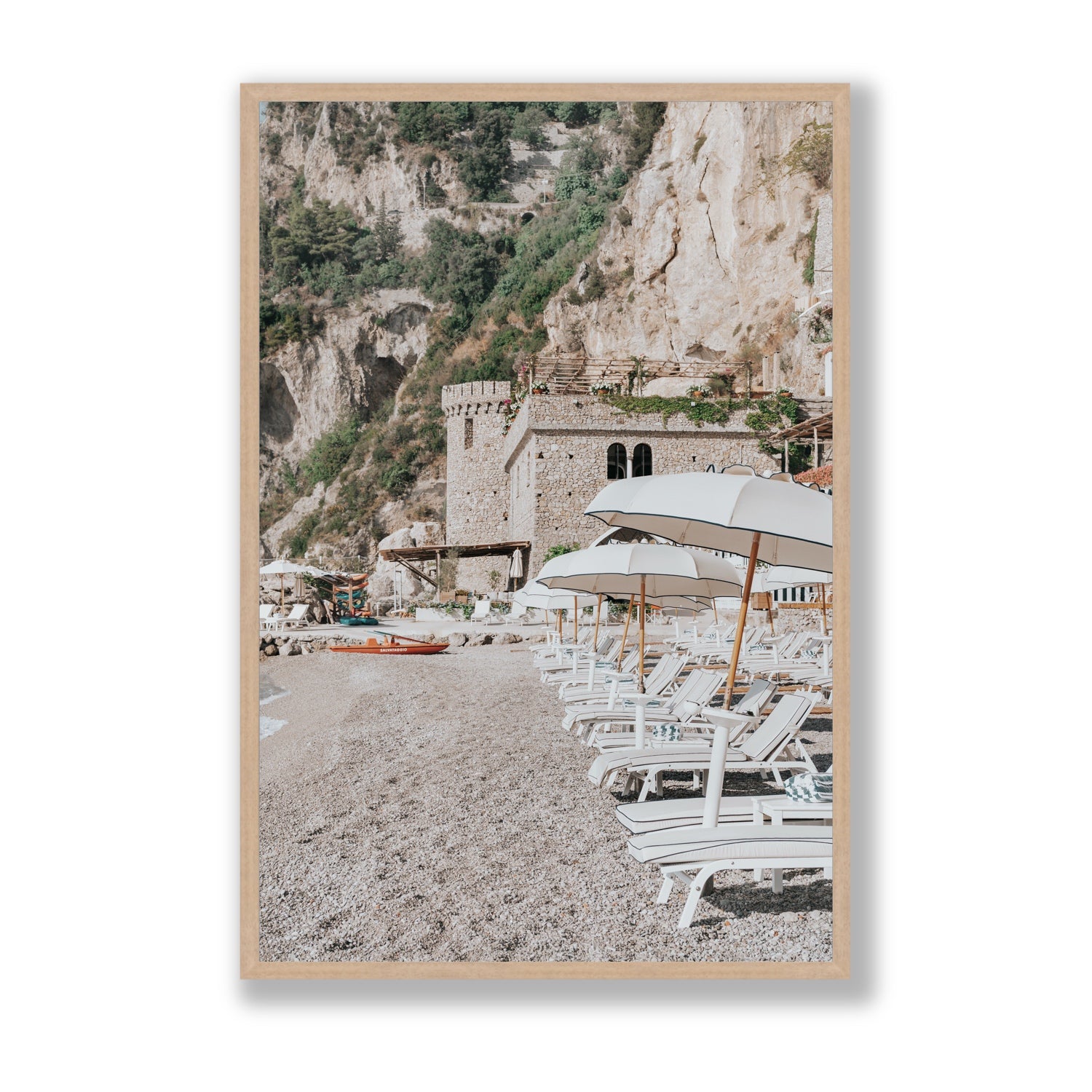 La Villeggiatura fine art print, Amalfi, Italy, luxury escapes artwork, Statement, Natural Oak Frame · Full Bleed, Fine Art Print