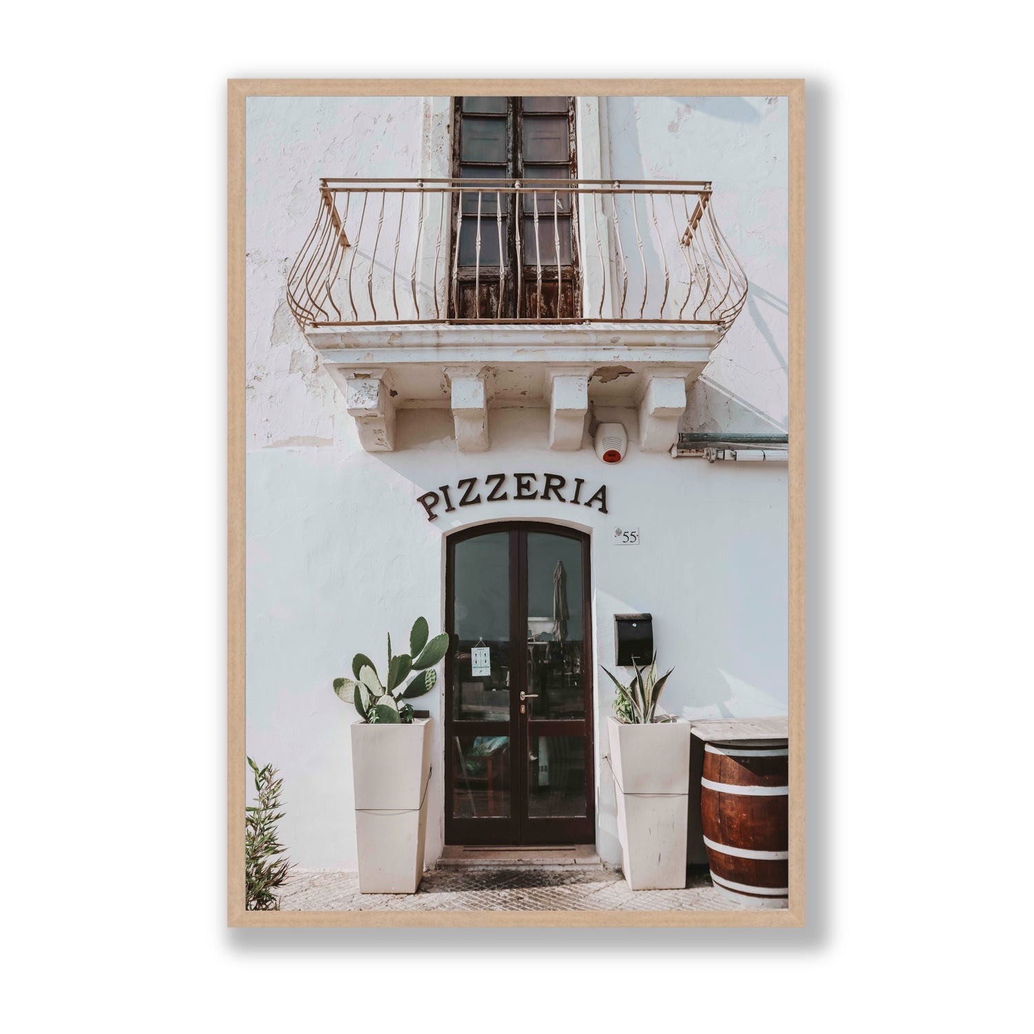 Pizzeria Puglia Italian wall art Statement full-bleed fine art print in natural oak frame
