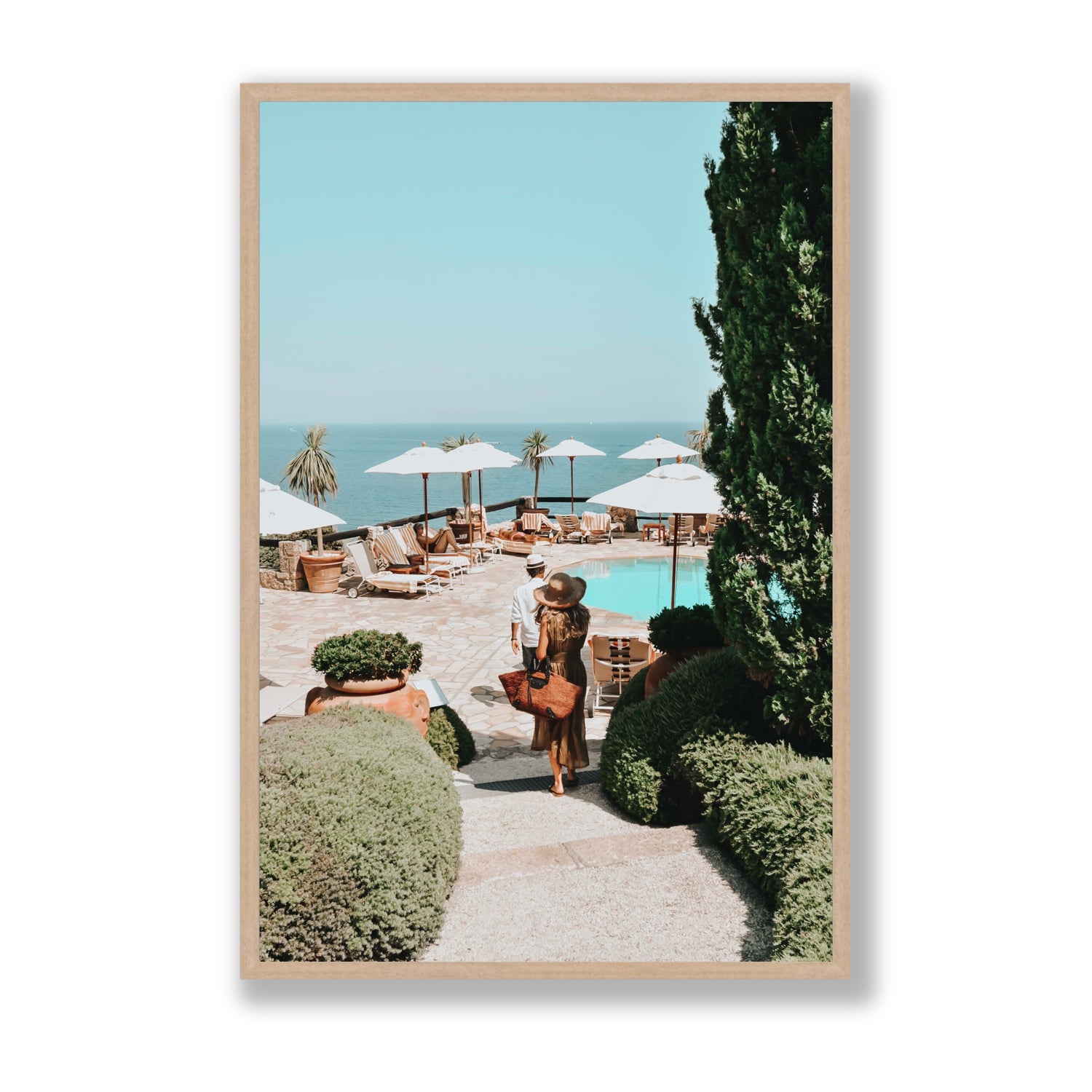 The World Is Your Catwalk Tuscany coastal wall art Statement full-bleed fine art print in natural oak frame