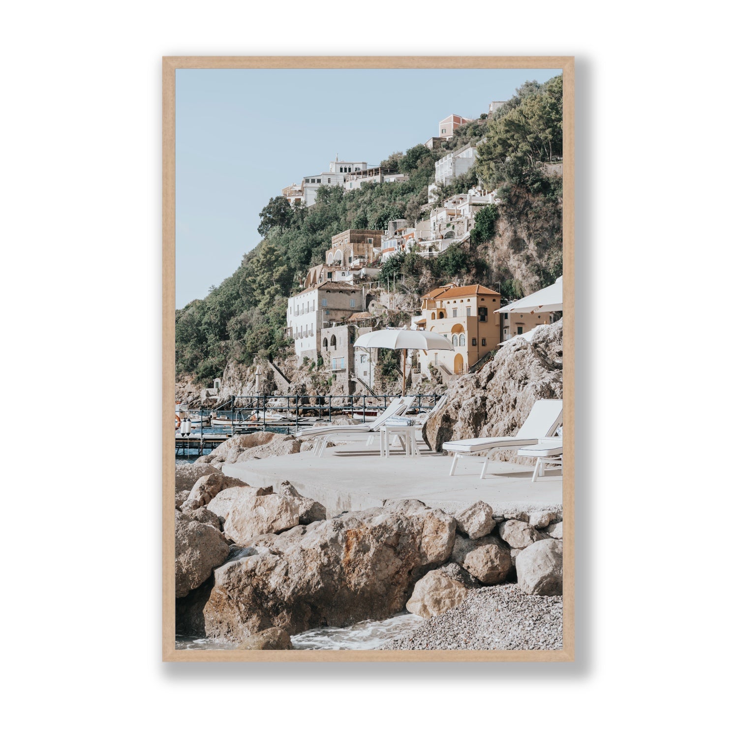 Dolce Coast Amalfi travel photography wall art statement full-bleed fine art print in natural oak frame