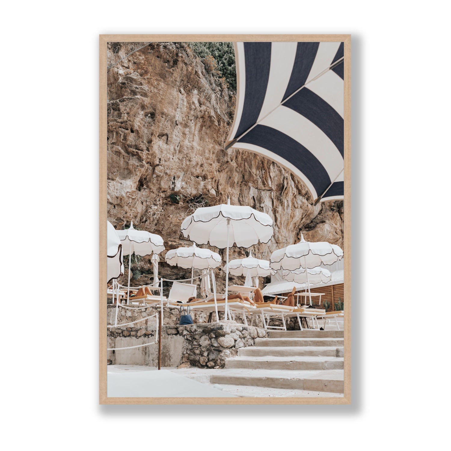 Rocky Refuge fine art print, Positano, Italy, Statement, Natural Oak Frame · Full Bleed, Fine Art Print