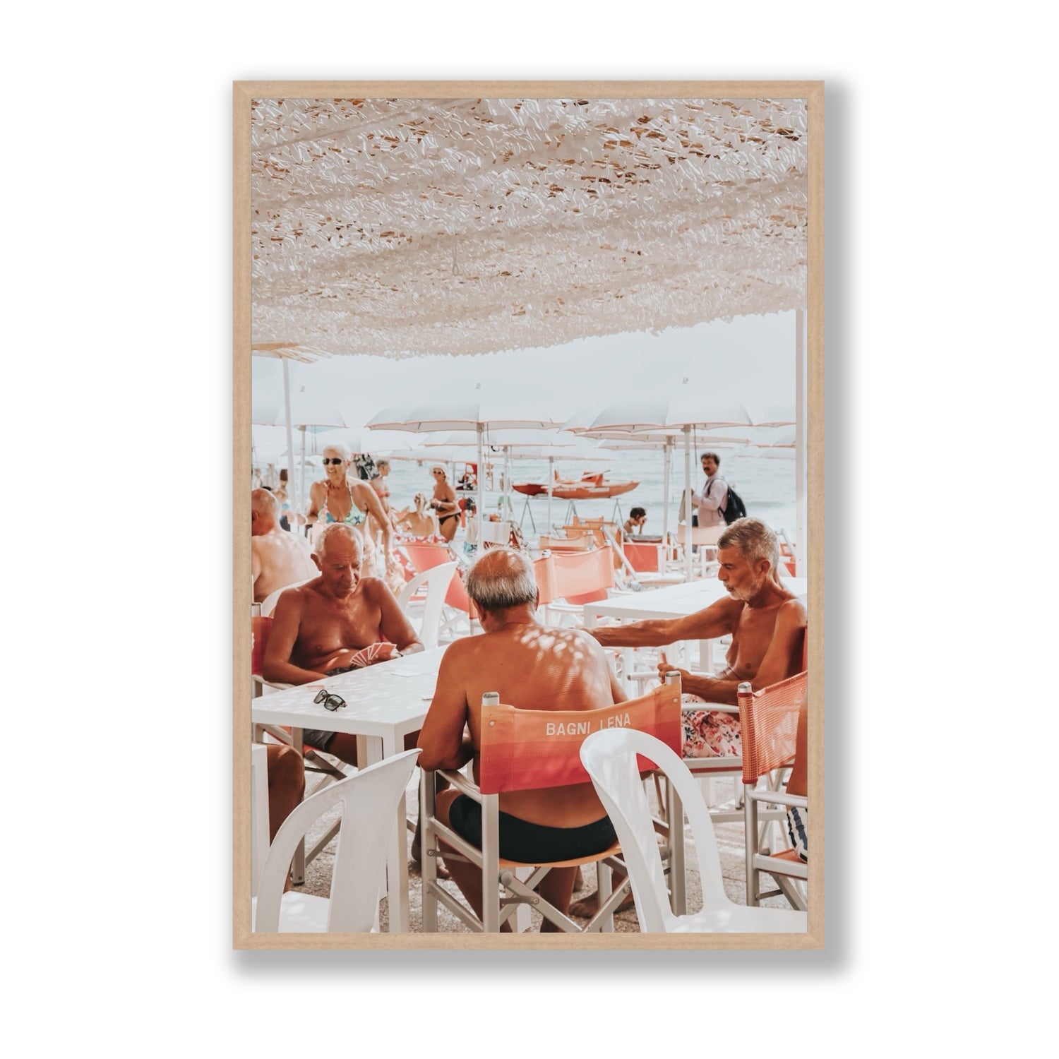 The Players fine art print, Alassio, Italy, Statement, Natural Oak Frame · Full Bleed, Fine Art Print