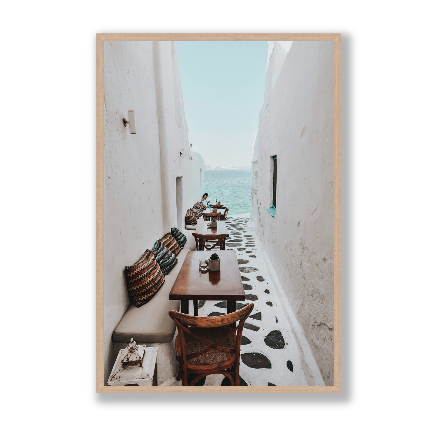 Trip Down Memory Lane fine art print, Mykonos, Greece, Statement, Natural Oak Frame · Full Bleed, Fine Art Print