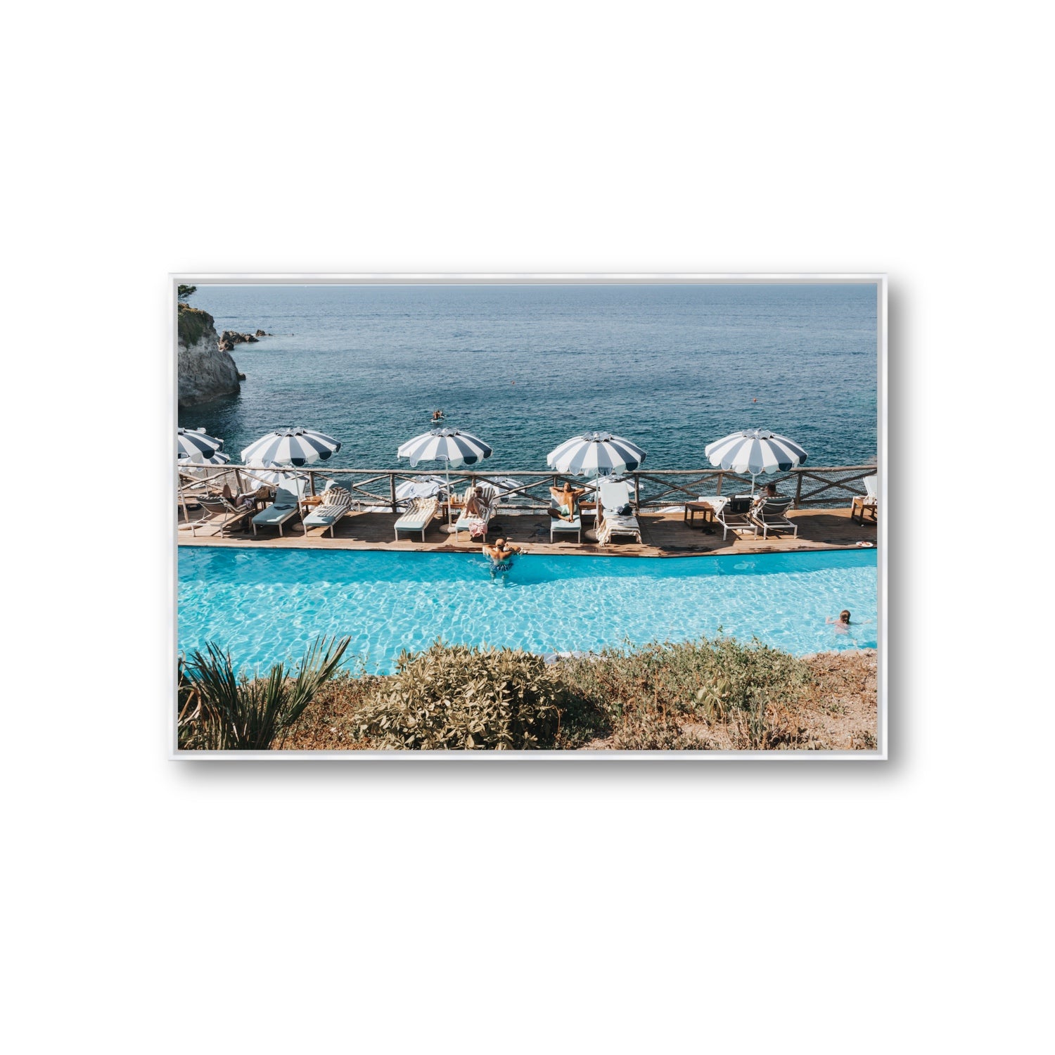 Hues Of Blues fine art print, Ischia, Italy, Giant, White Float Frame, Fine Art Canvas