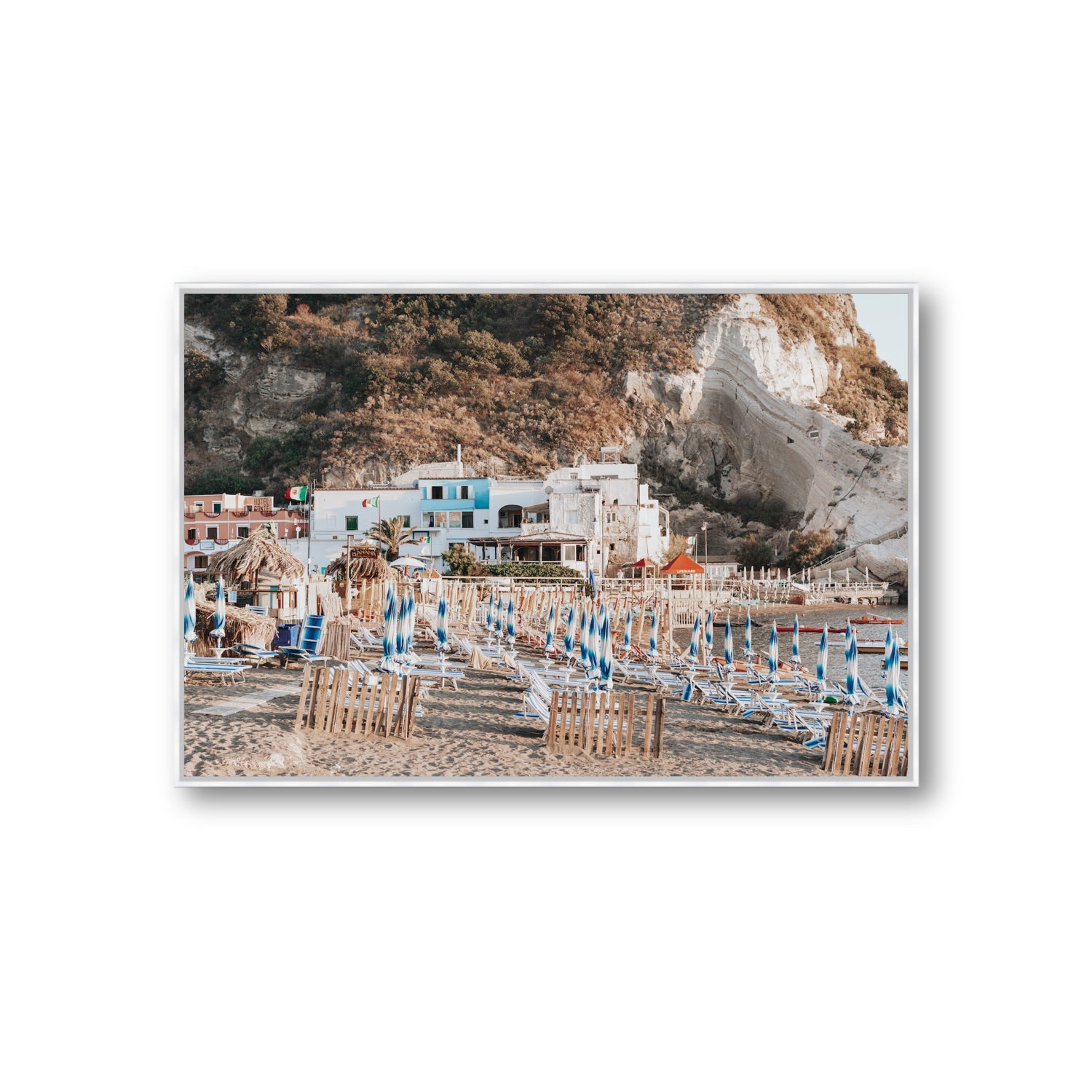 Sant' Angelo Ischia Italian coastal wall art Giant fine art canvas in white float frame