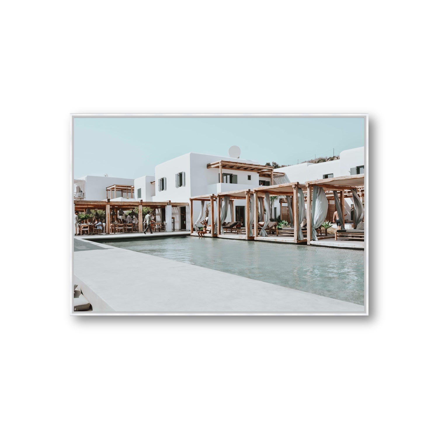 Polytelís Mykonos Greek island wall art Giant fine art canvas in white float frame