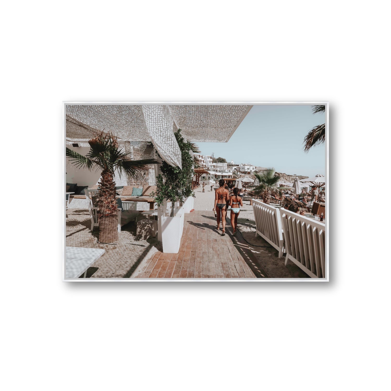 Mitera Kori Mykonos Greek island wall art Giant fine art canvas in white float frame