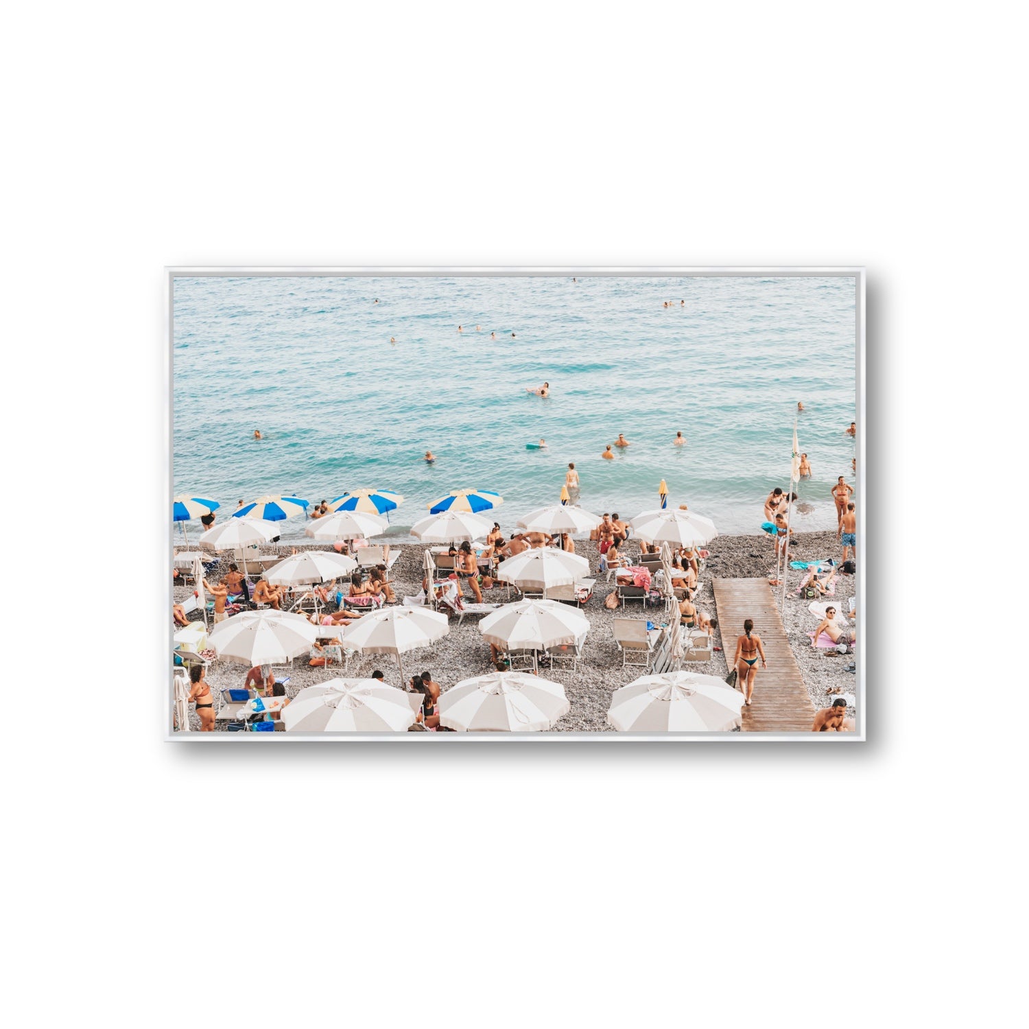 Dreamscape Amalfi Italian beach wall art Giant fine art canvas in white float frame
