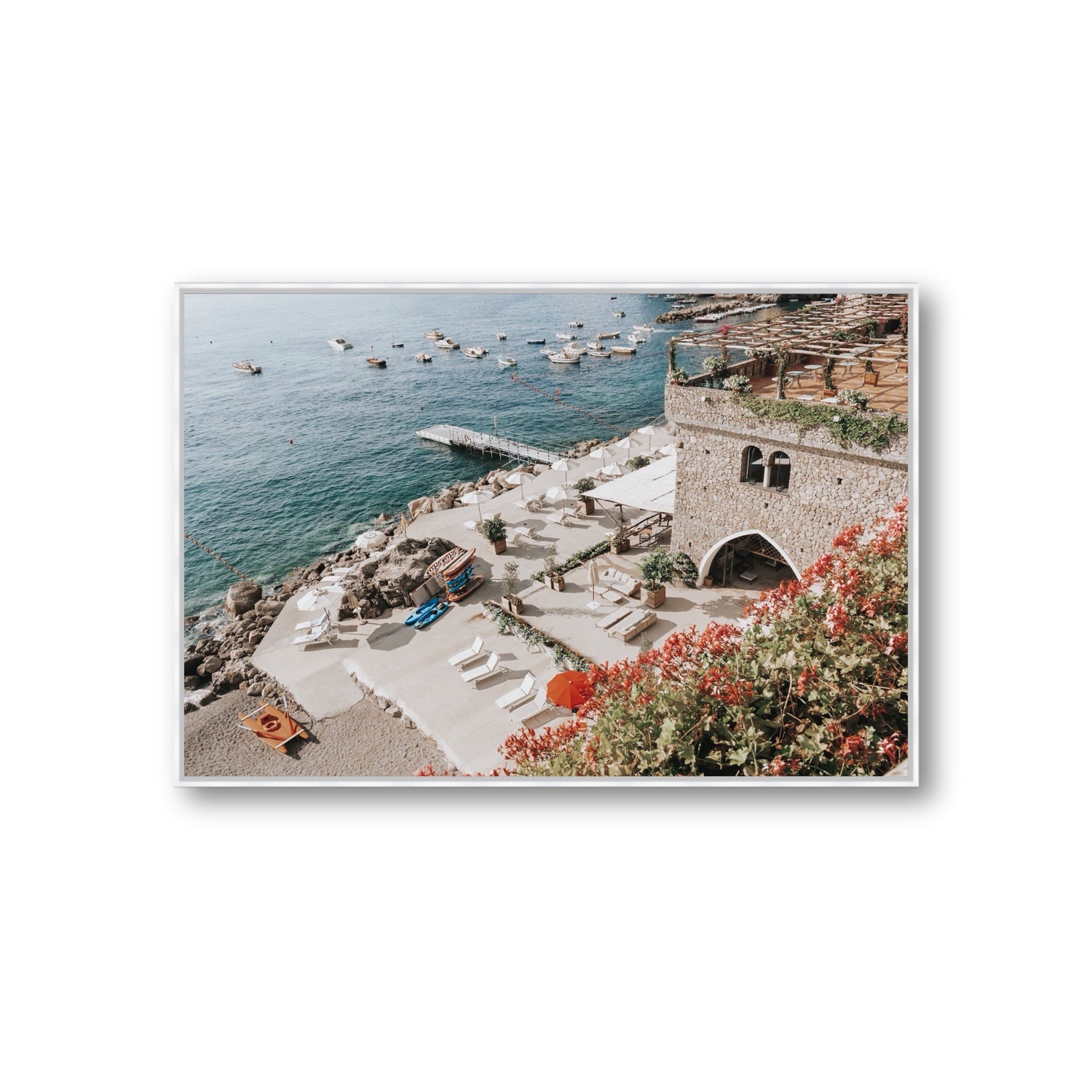 Floral Fortress fine art print, Amalfi, Italy, Giant, White Float Frame, Fine Art Canvas