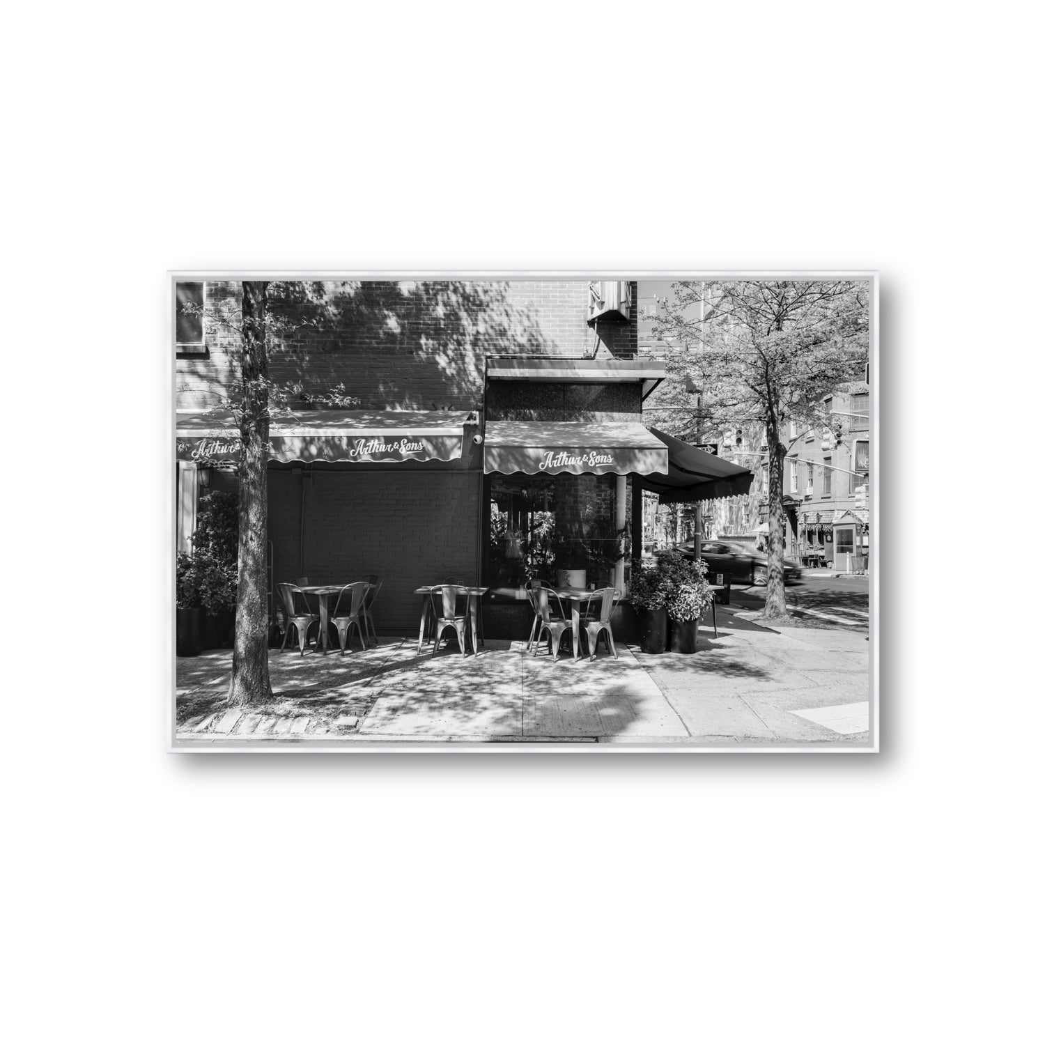Arthur's Corner New York NYC Restaurant wall art Giant fine art canvas in white float frame