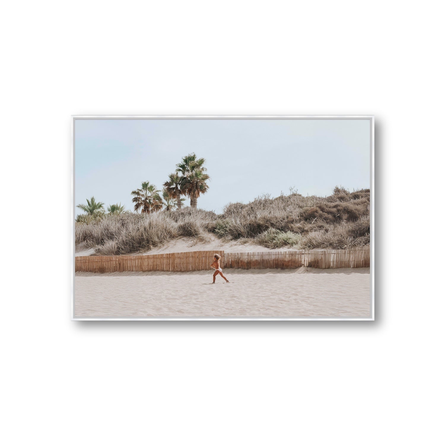 Ragazza Da Spiaggia Puglia beach Italian fine art print Giant fine art canvas in white float frame