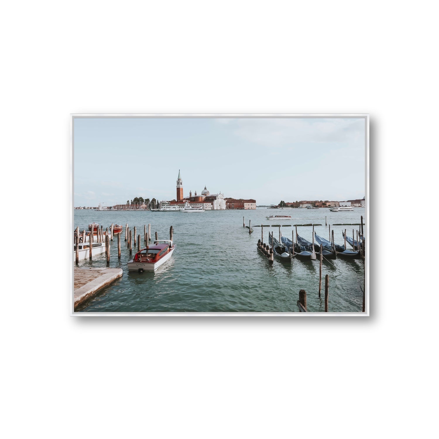 Venetian Waterscape Venice Italian art print Giant fine art canvas in white float frame