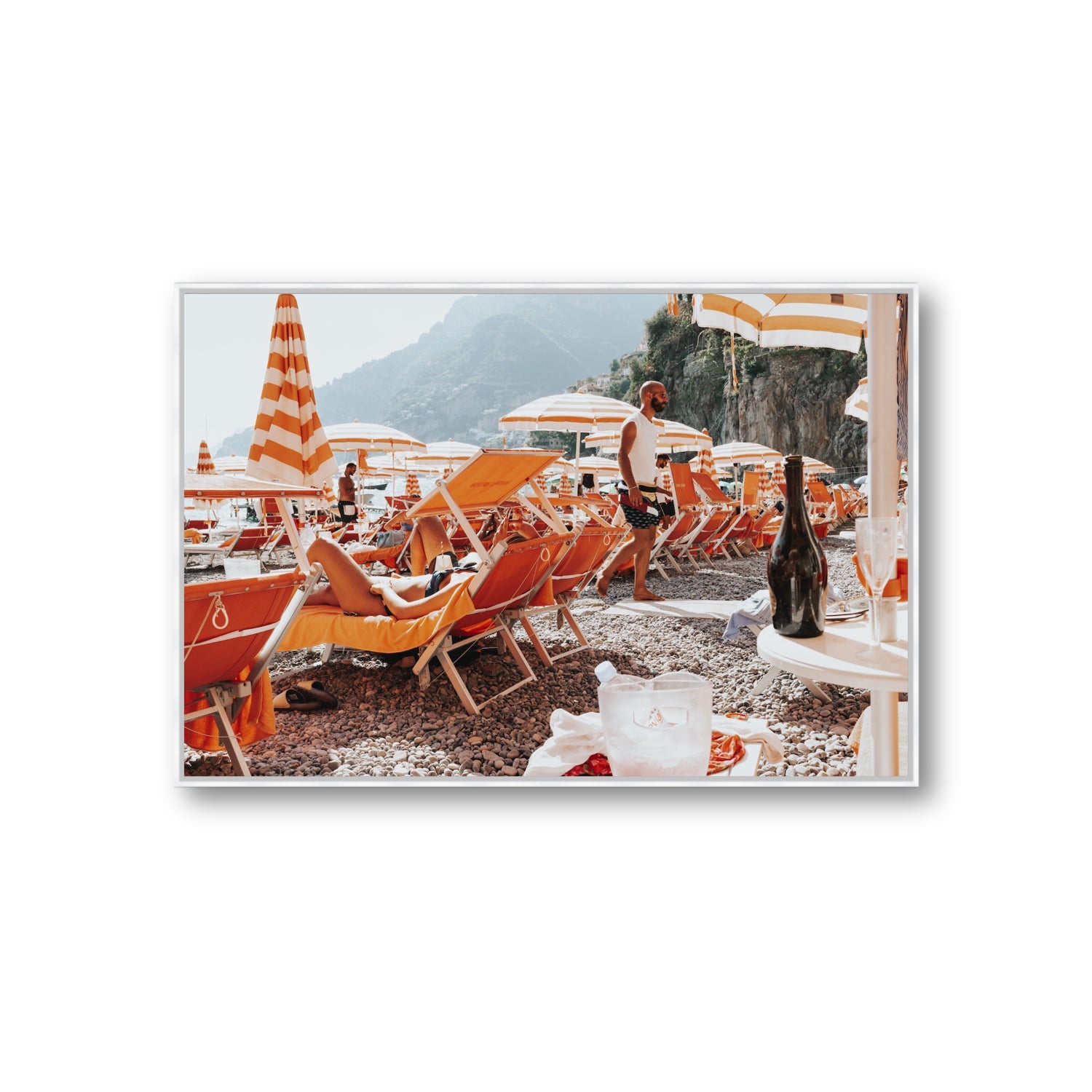 Zesty Shade Positano wall art Giant fine art canvas in white float frame