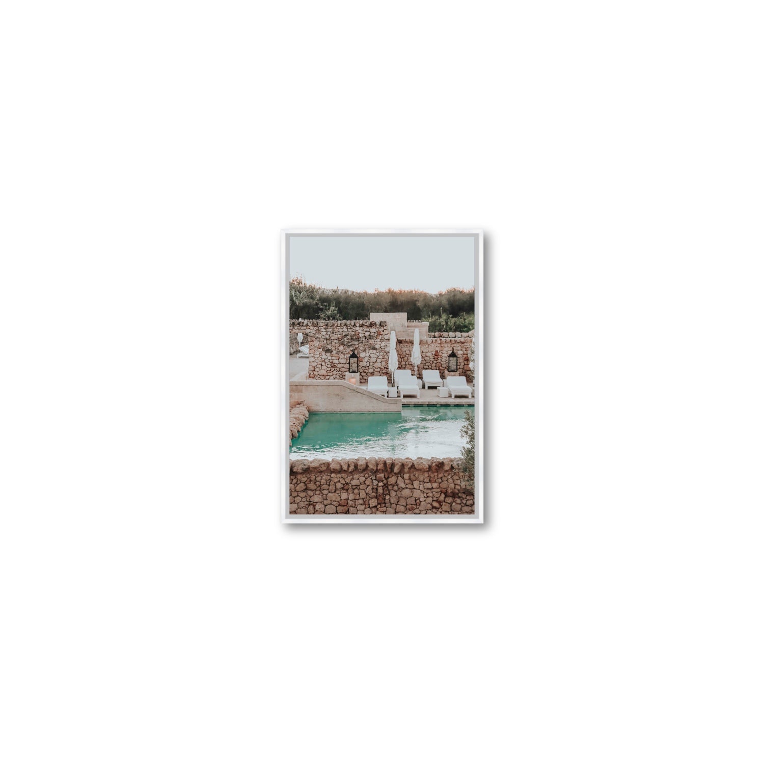 Stone Refuge fine art print, Puglia, Italy, Small, White Float Frame, Fine Art Canvas