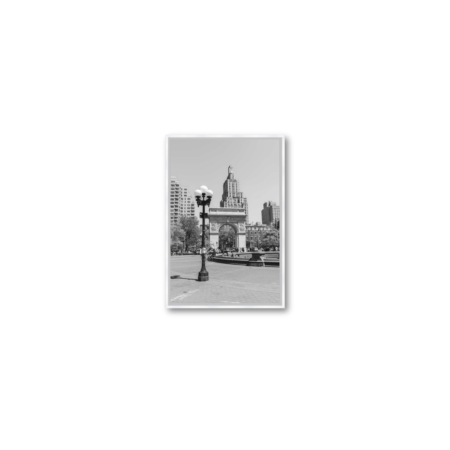 Pole Position New York NYC Black & White wall art Small fine art canvas in white float frame