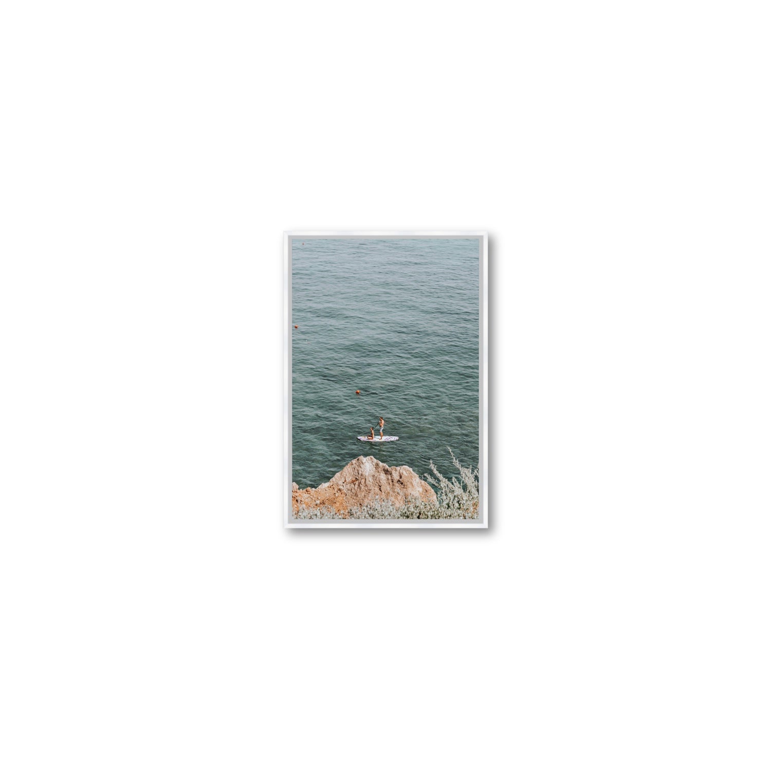 Into The Vibe Without Getting Wet Tuscany coastal wall art Small fine art canvas in white float frame
