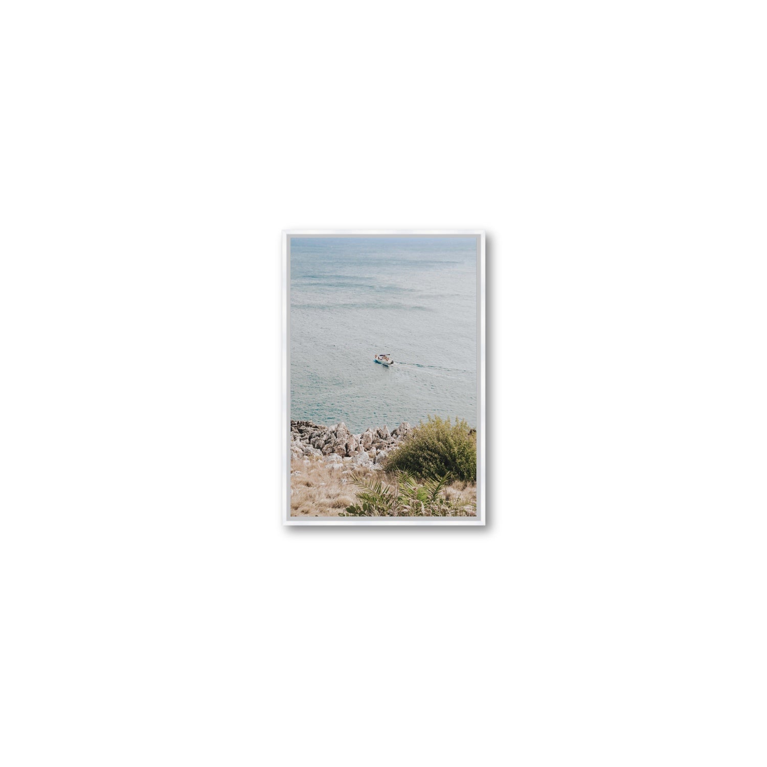 Puglian Departure Puglia coastal Italian wall art Small fine art canvas in white float frame