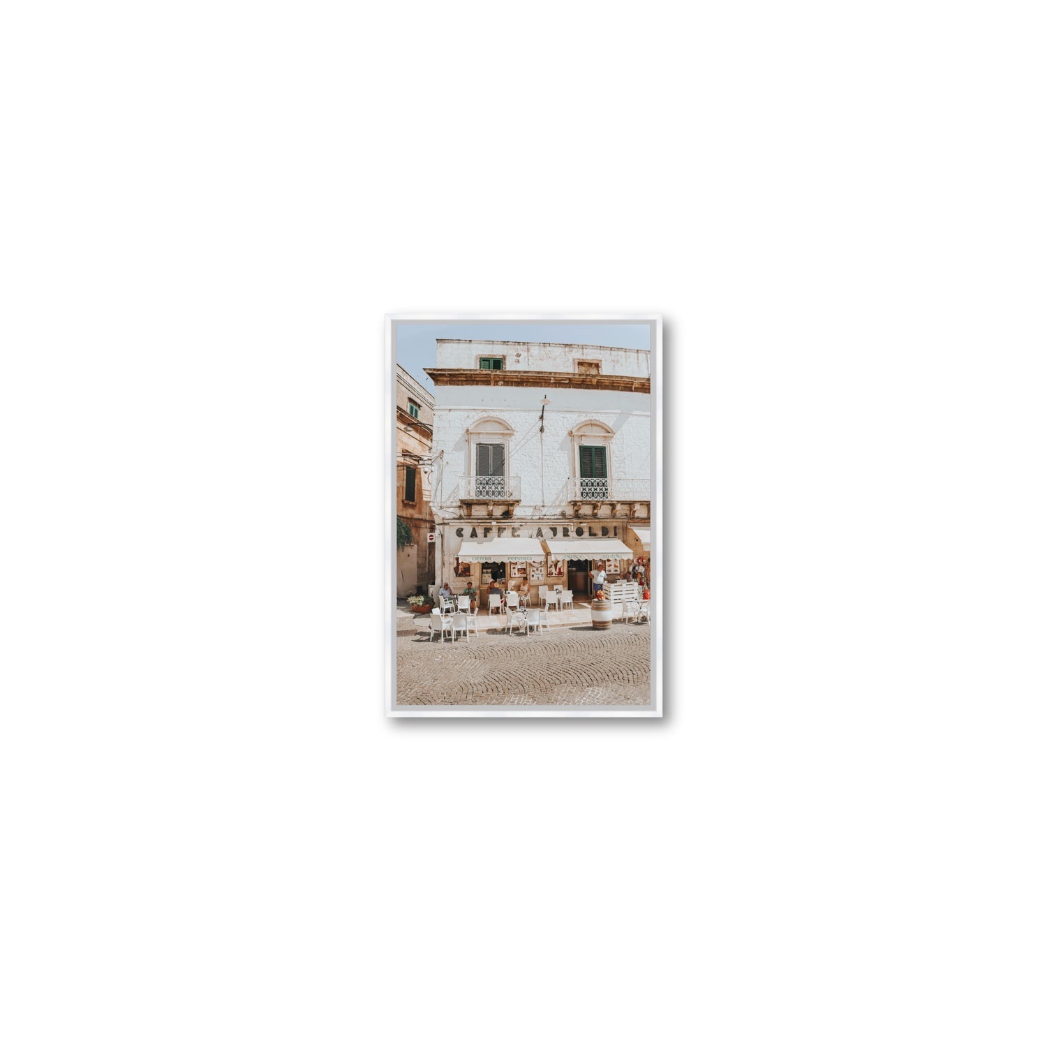 L'Ora di Pranzo Puglia L’Ora di Pranzo Italian art print Small fine art canvas in white float frame