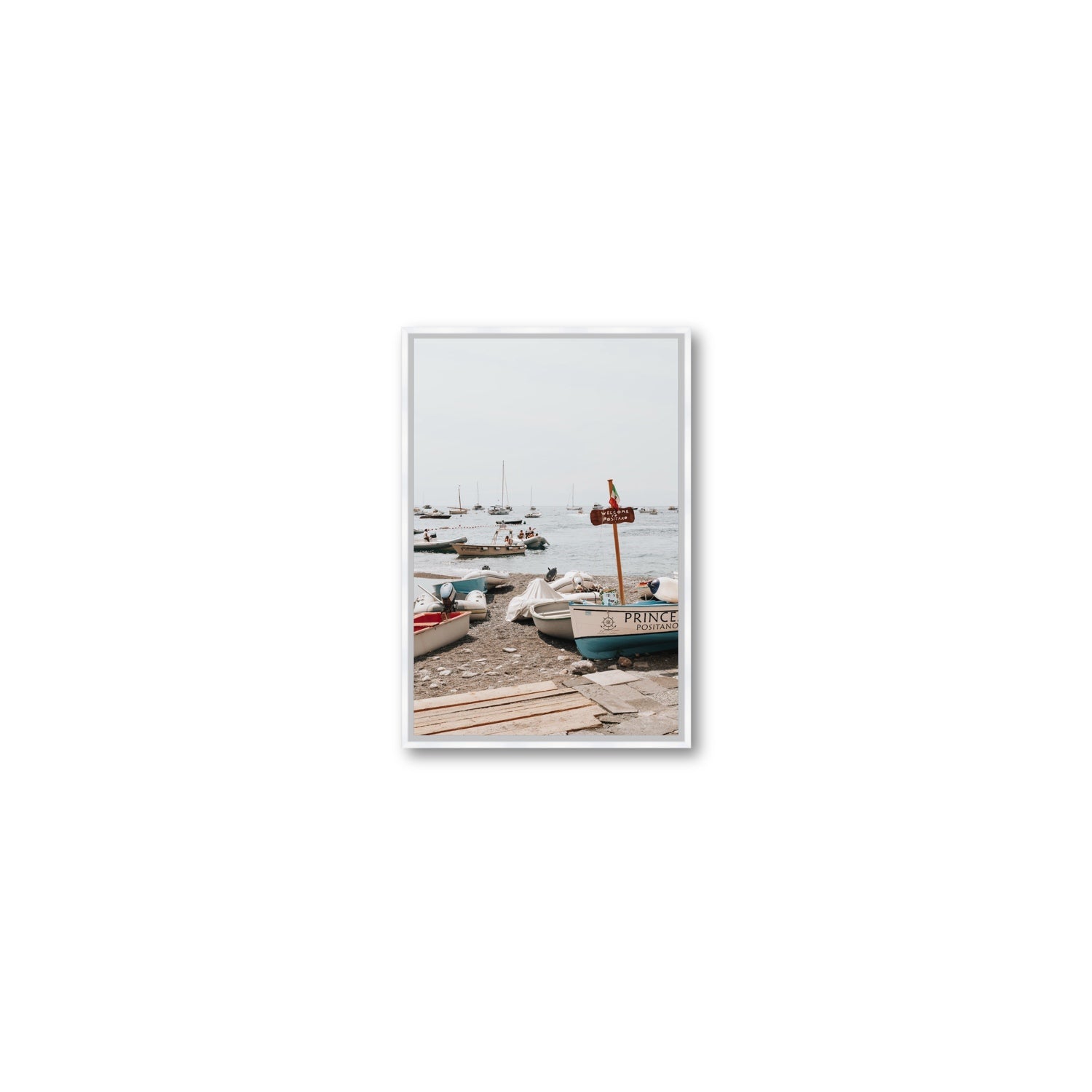 Coming Home fine art print, Positano, Italy, Small, White Float Frame, Fine Art Canvas