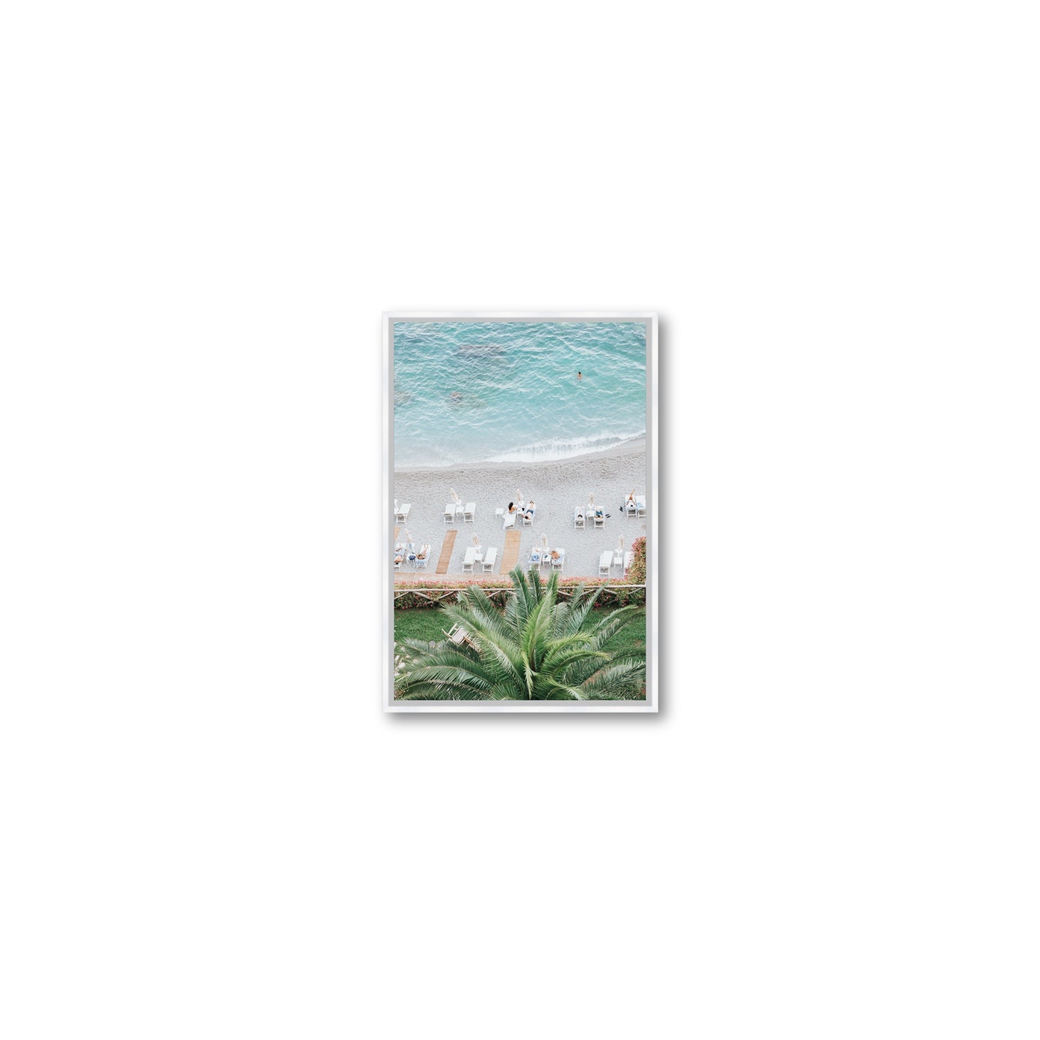 Paradiso Amalfi Mediterranean wall art Small fine art canvas in white float frame