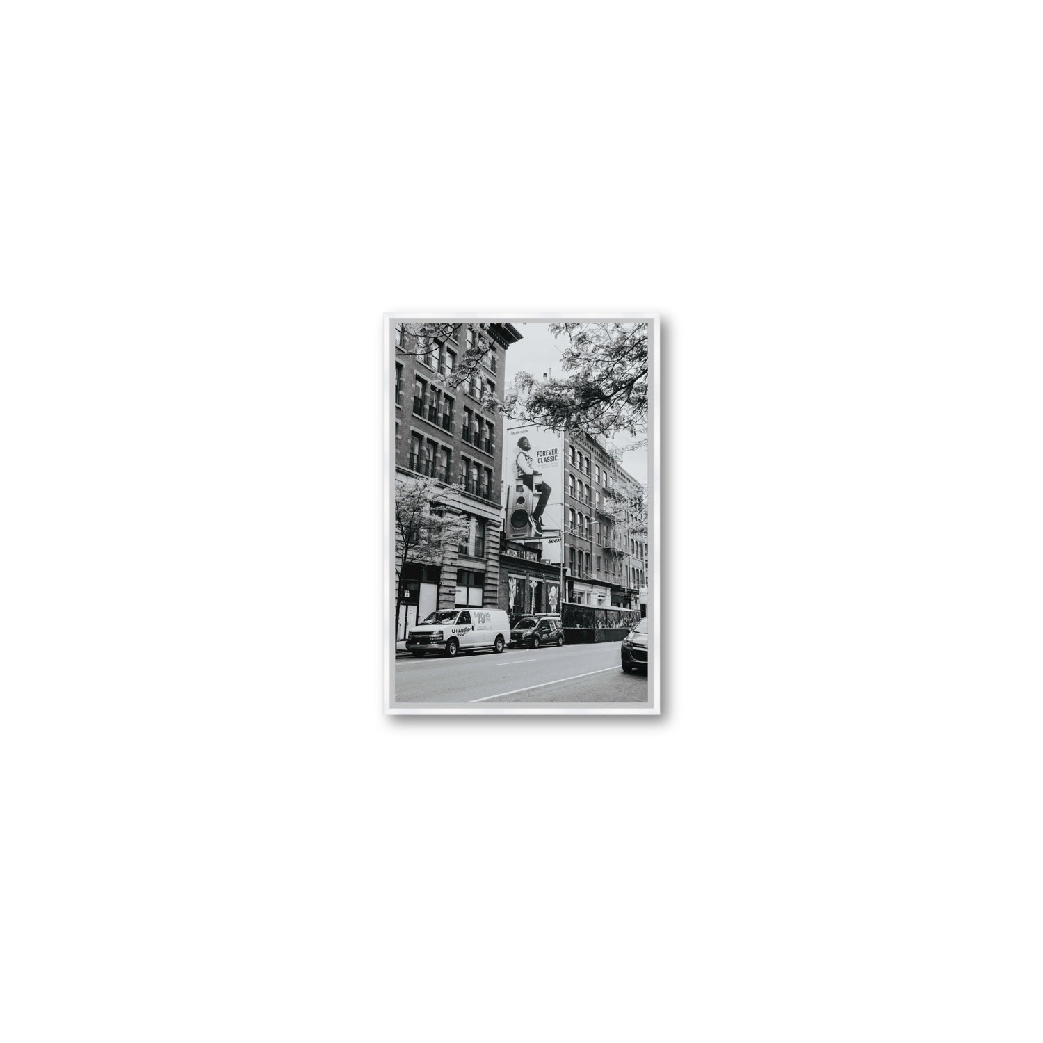 Forever Classic New York NYC Black & White wall art Small fine art canvas in white float frame