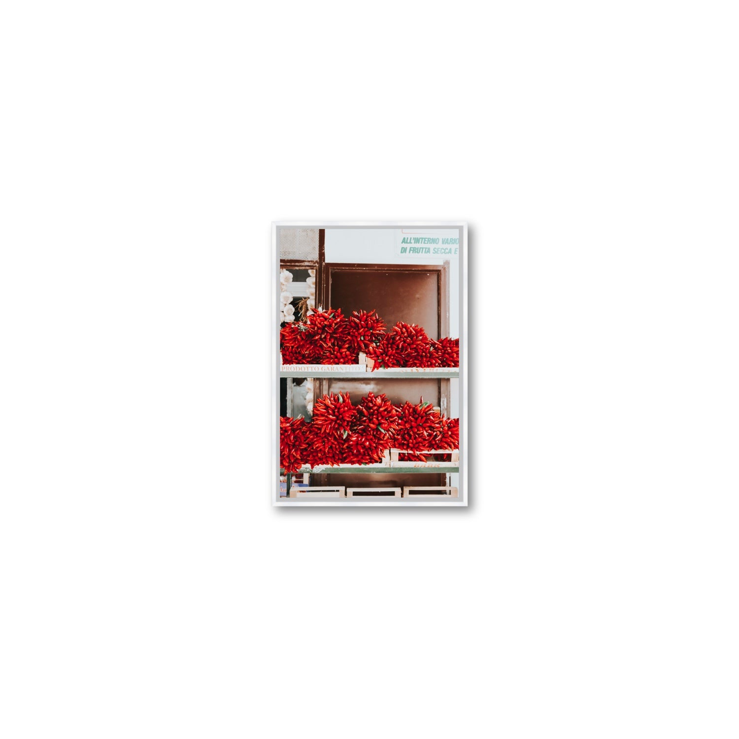 Hot Harvest Puglia Italian wall art Small fine art canvas in white float frame