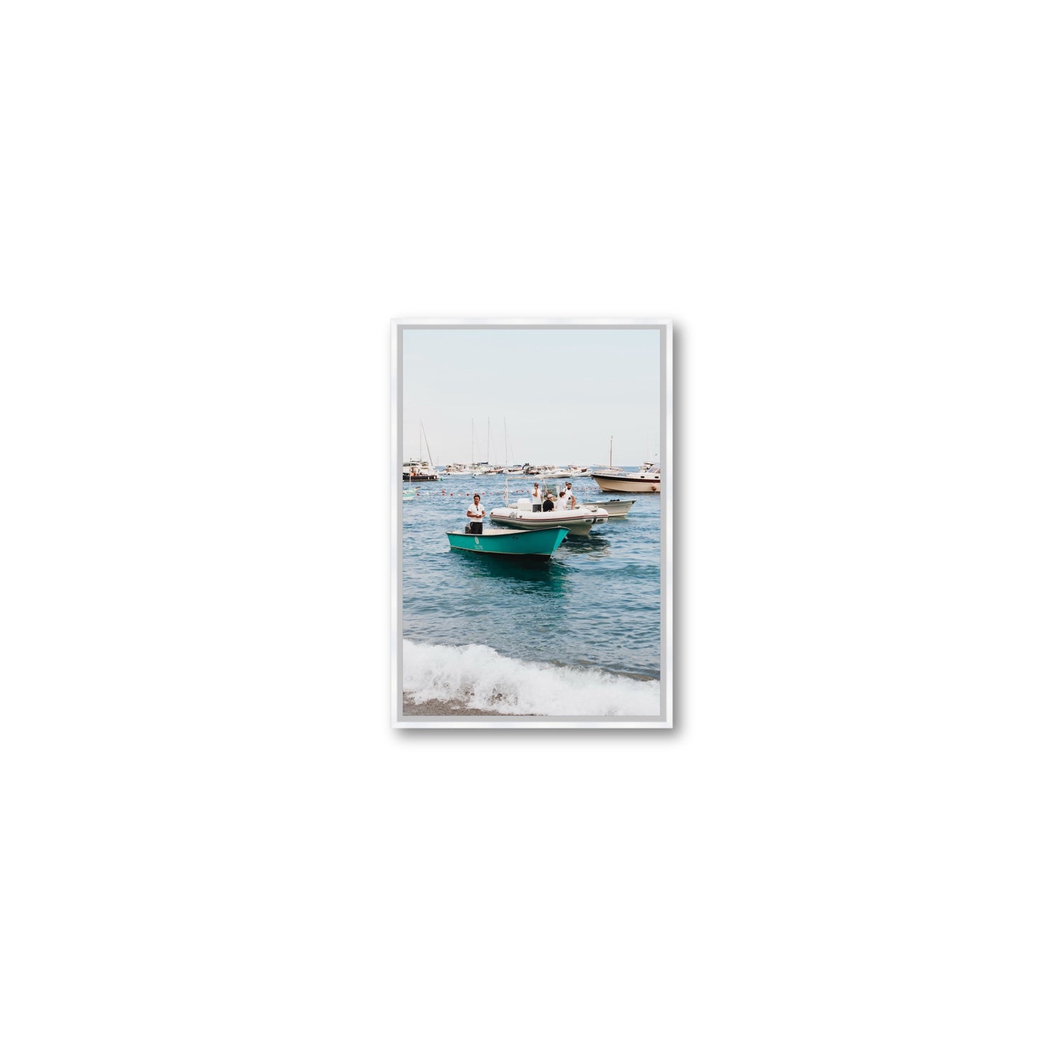 Twilight Tenders Positano wall art Small fine art canvas in white float frame