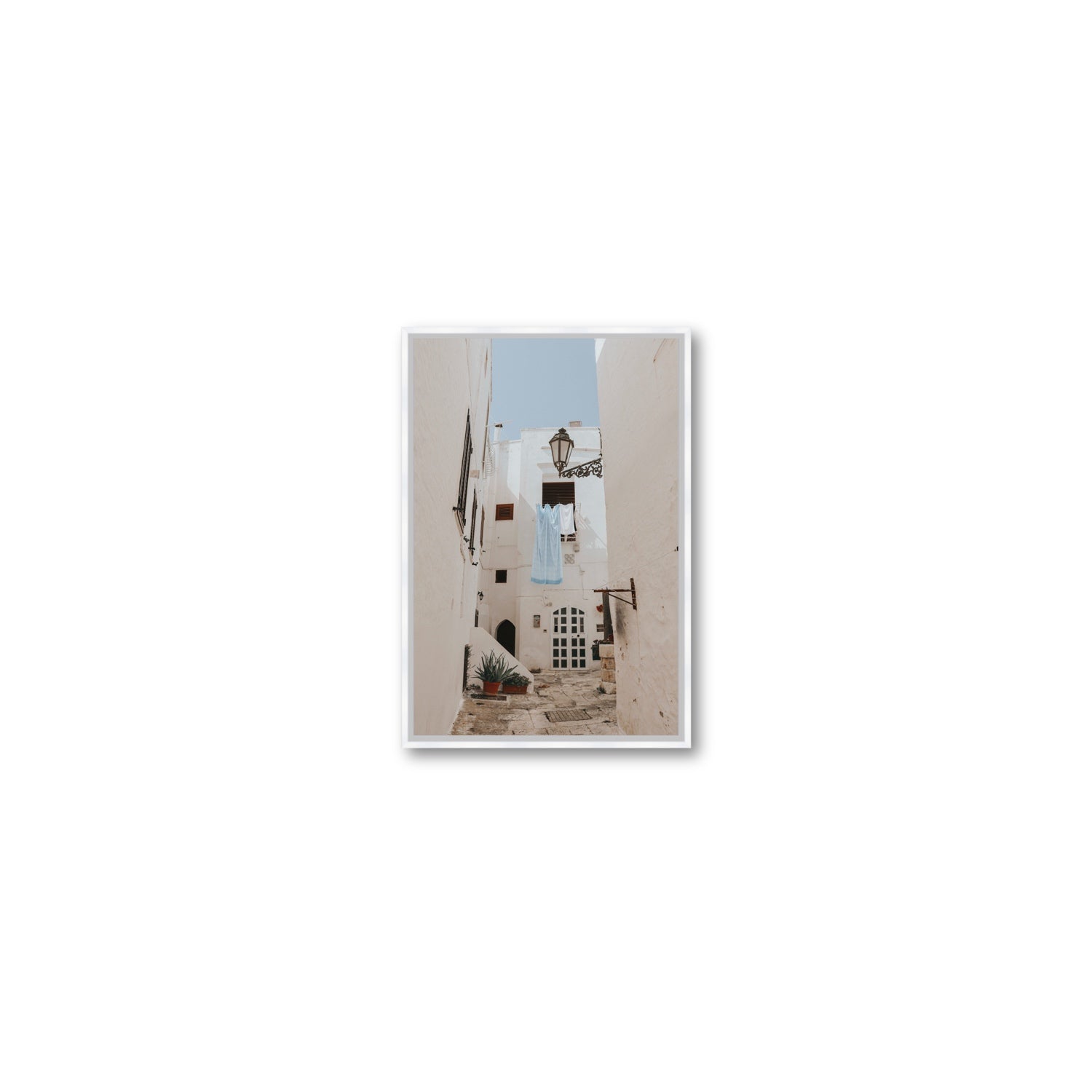 Laundry Day fine art print, Puglia, Italy, Small, White Float Frame, Fine Art Canvas