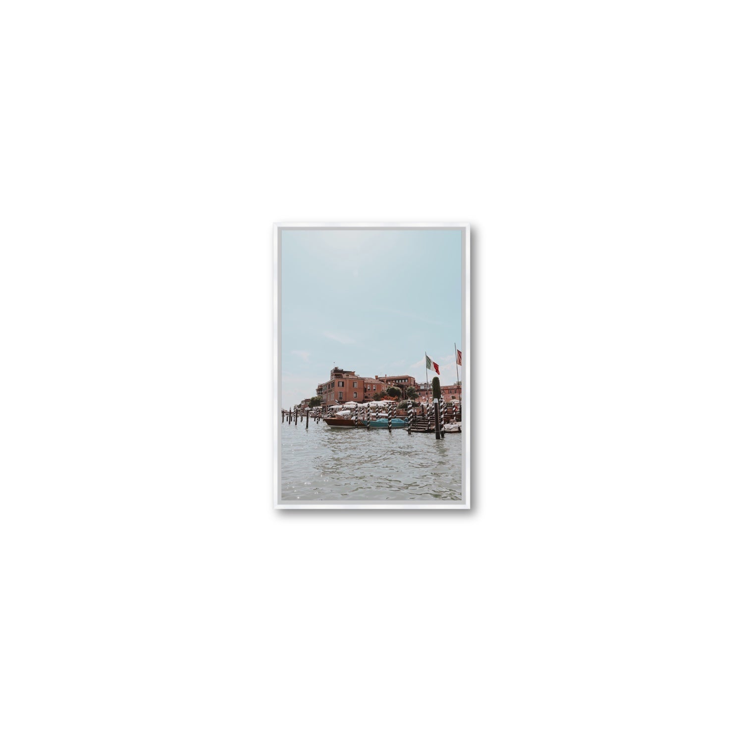 Giudecca Island Venice wall art Small fine art canvas in white float frame