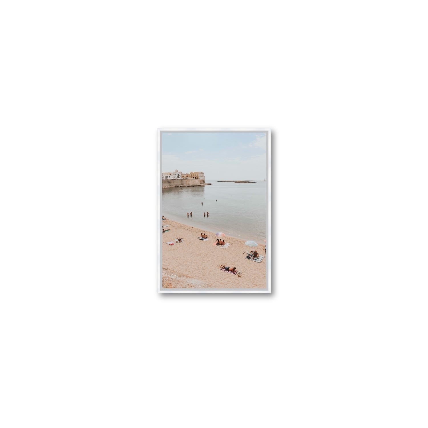 Spiaggia della Purita Puglia coastal art print Small fine art canvas in white float frame