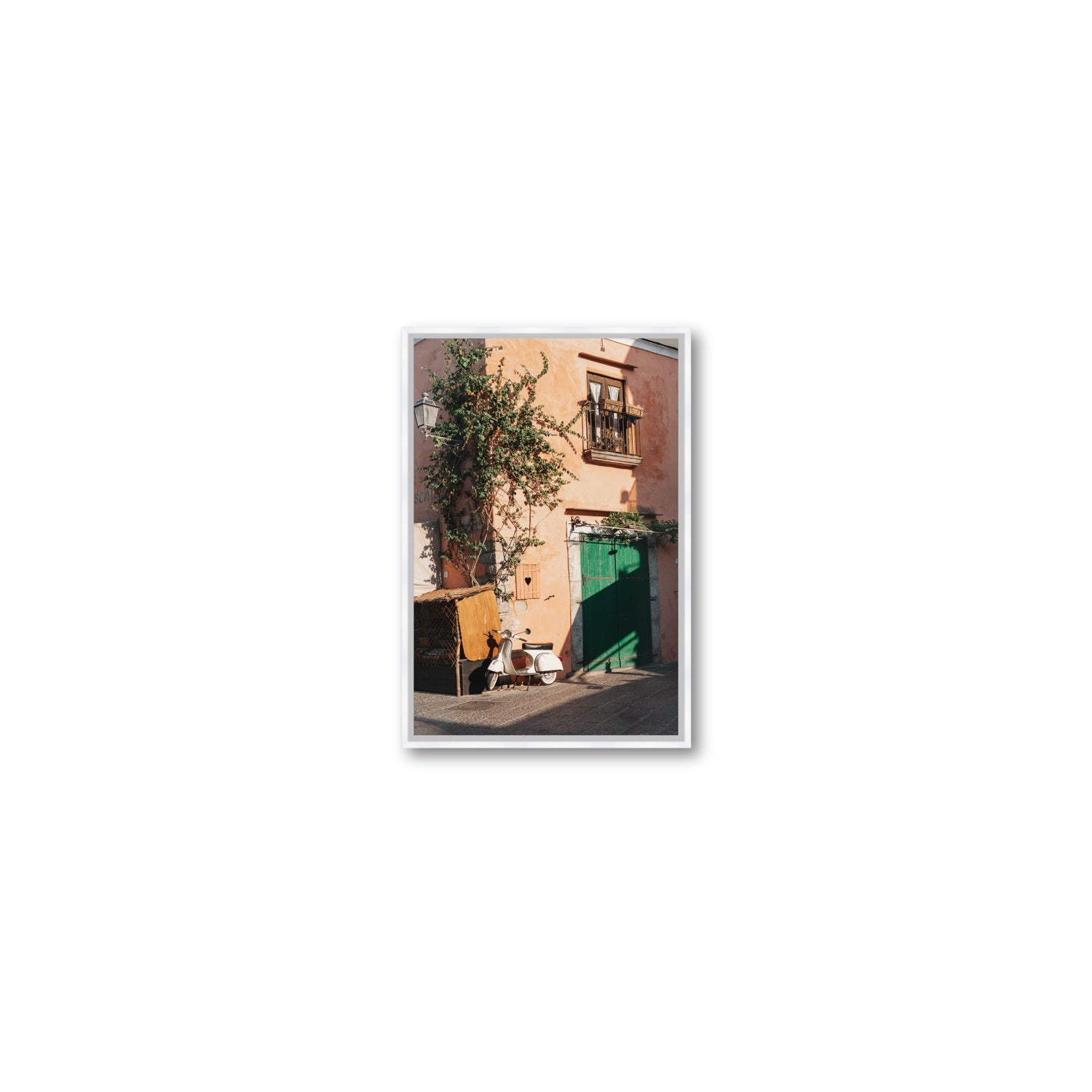 La Casa Ischia Italian Mediterranean decor wall art Small fine art canvas in white float frame