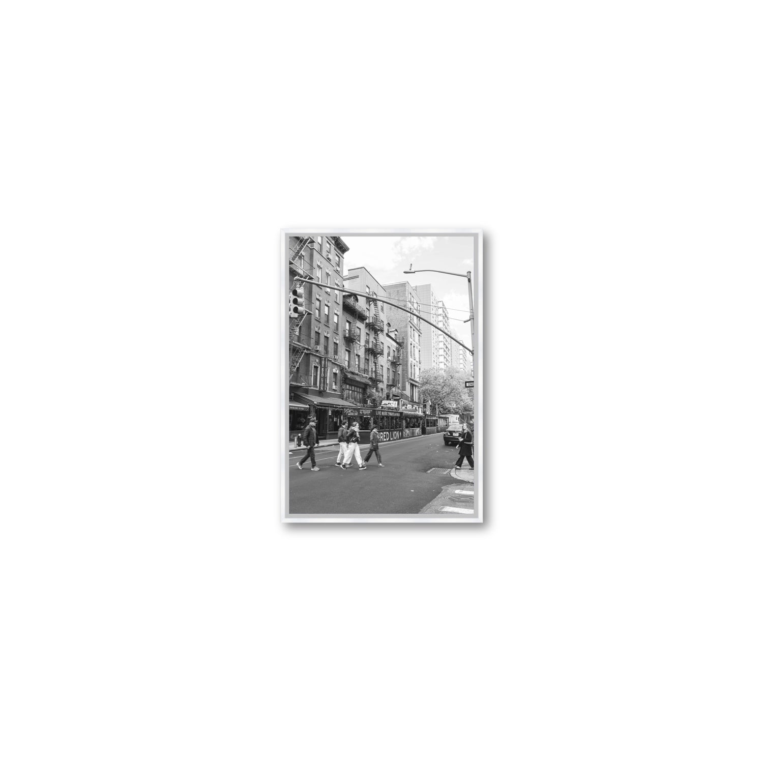 Spectral Streets New York NYC Black & White wall art Small fine art canvas in white float frame