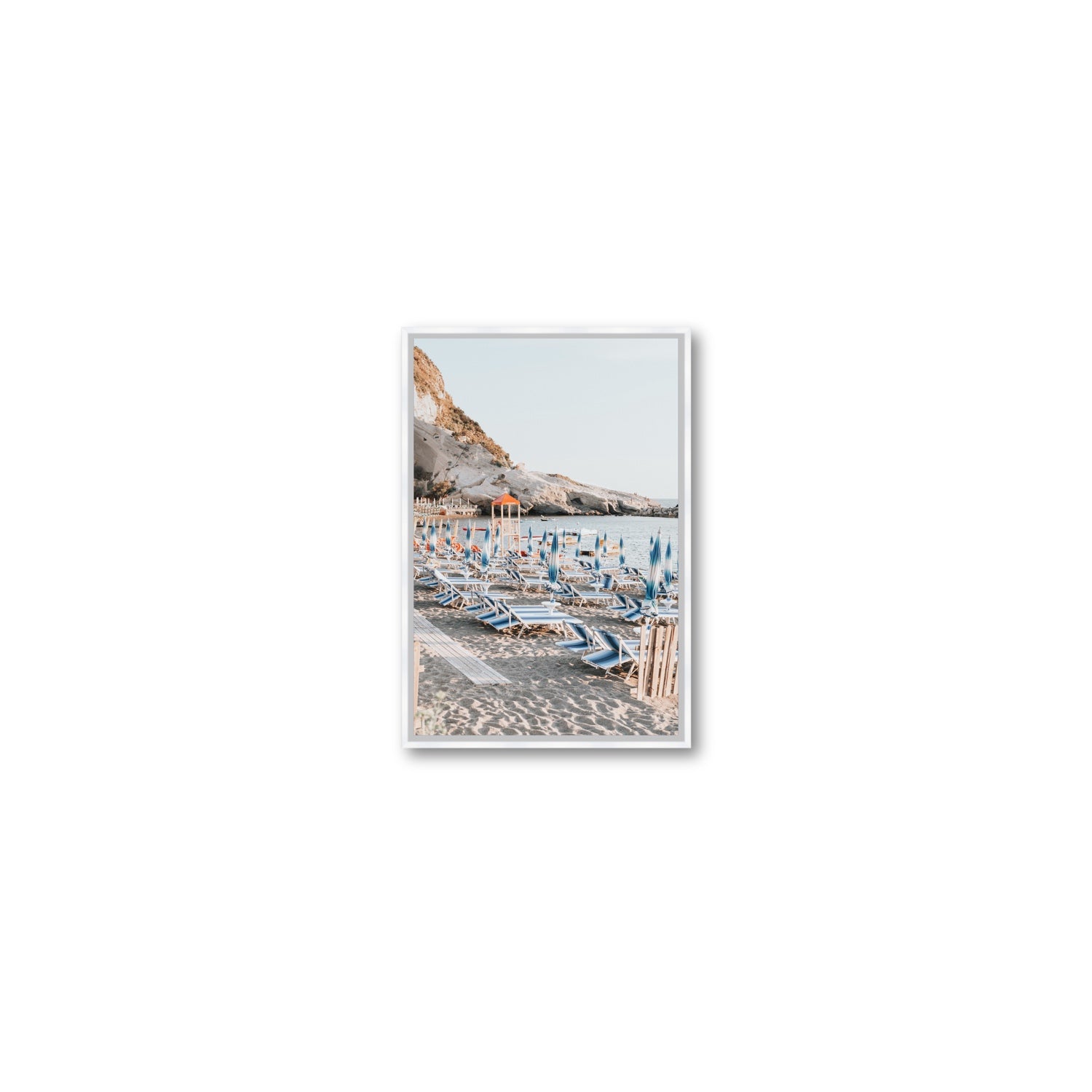 The Golden Hour Ischia Italian coastal wall art Small fine art canvas in white float frame