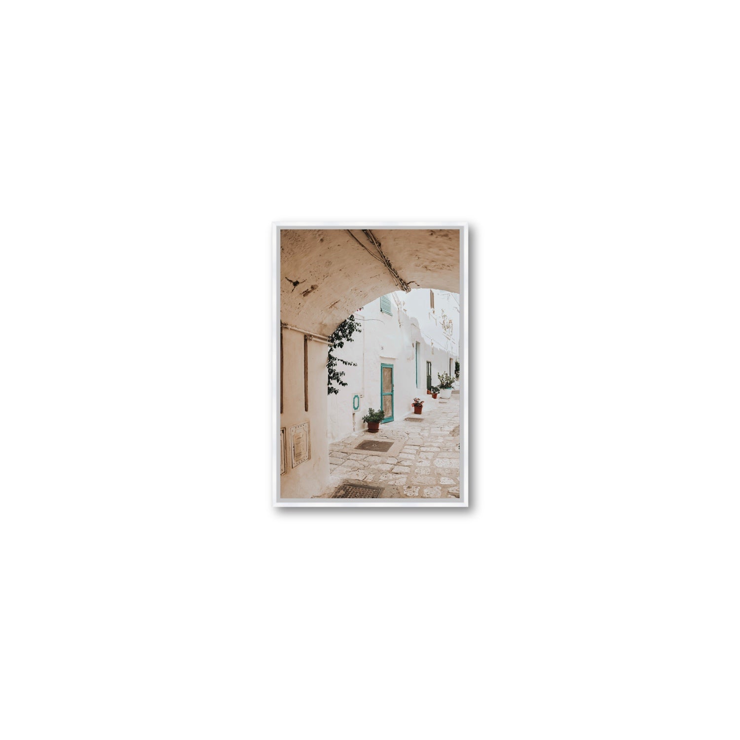 La Citta Bianca Puglia La Città Bianca wall art Small fine art canvas in white float frame