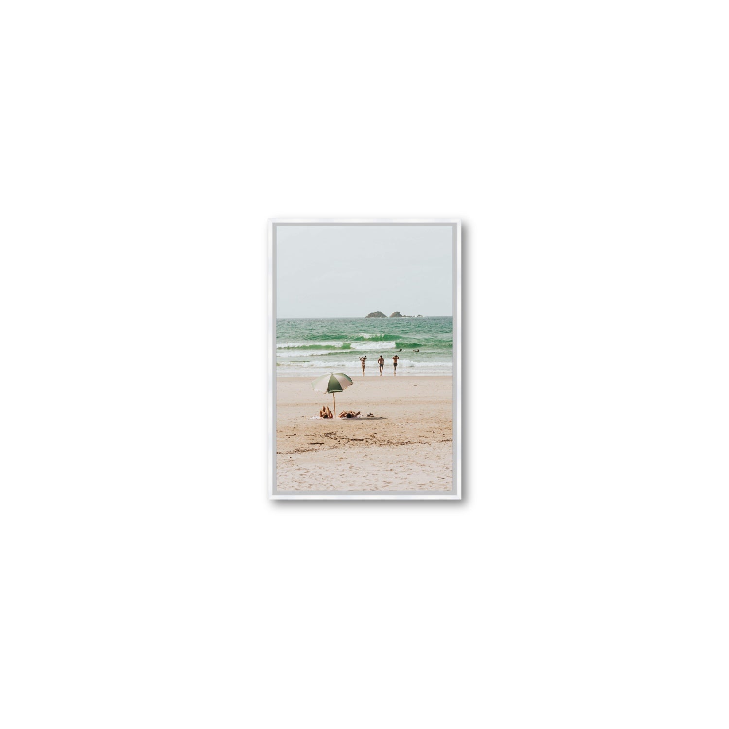 Escape The Ordinary Byron Bay coastal decor wall art Small fine art canvas in white float frame