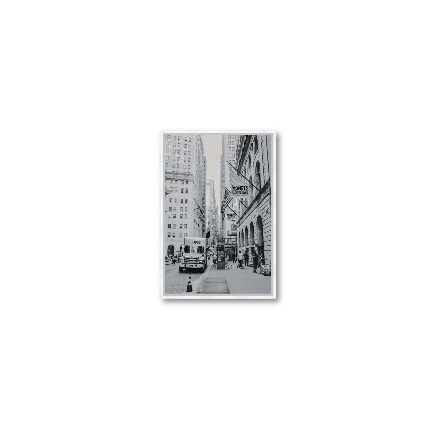 Metropolitan Monotone New York NYC Black & White wall art Small fine art canvas in white float frame