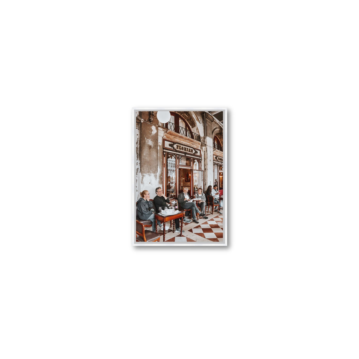Tea Room Venice Italian wall art Small fine art canvas in white float frame