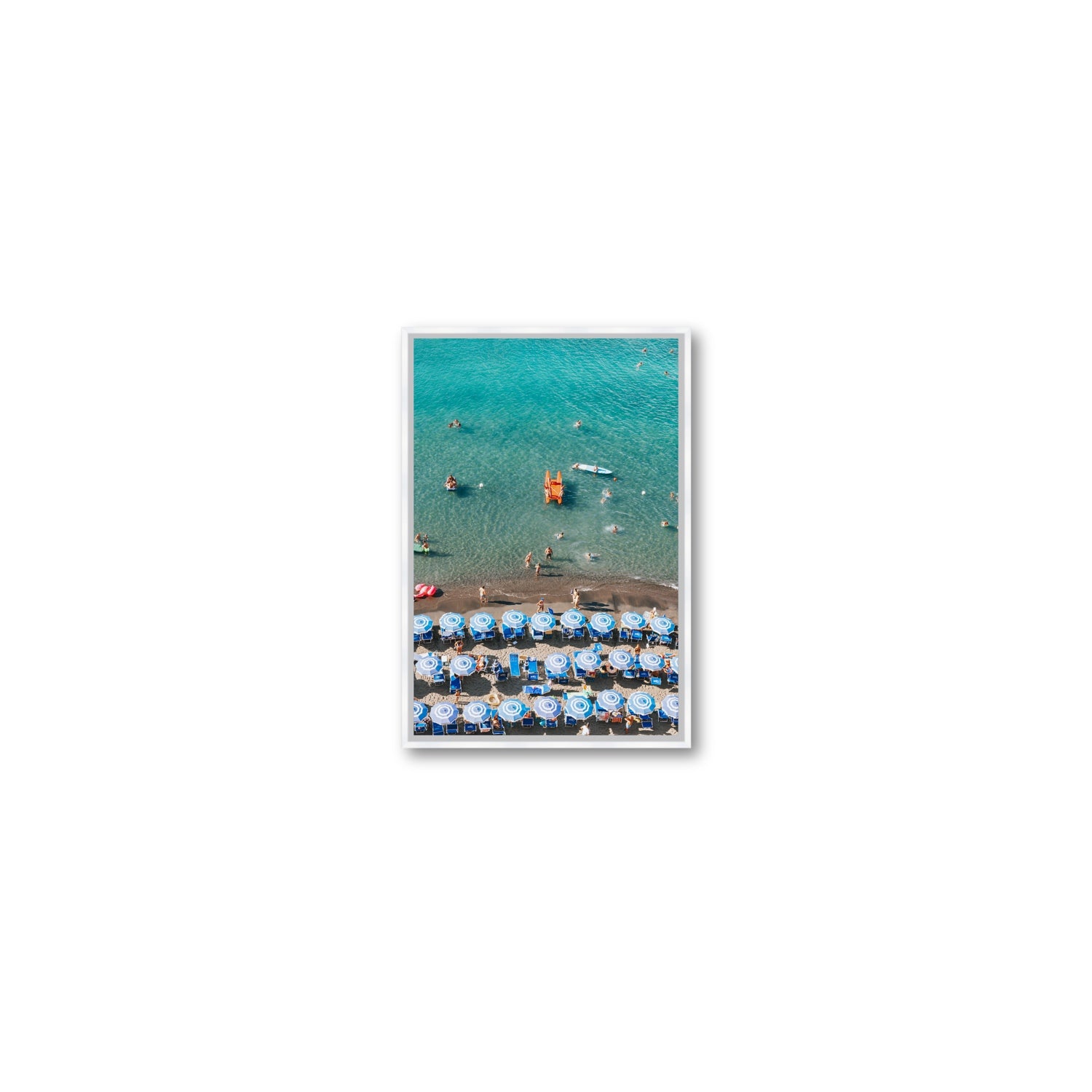 Aquamarine Oasis Sorrento Italian coastal wall art Small fine art canvas in white float frame